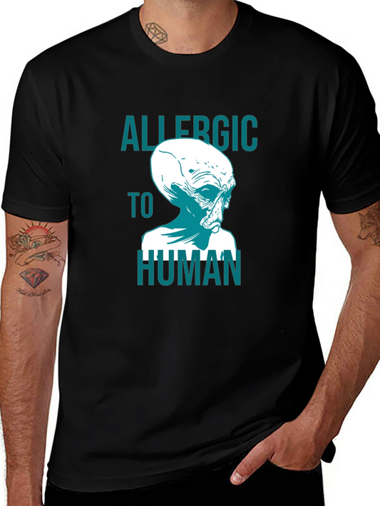 Allergic to Human Alien Graphic T-Shirt