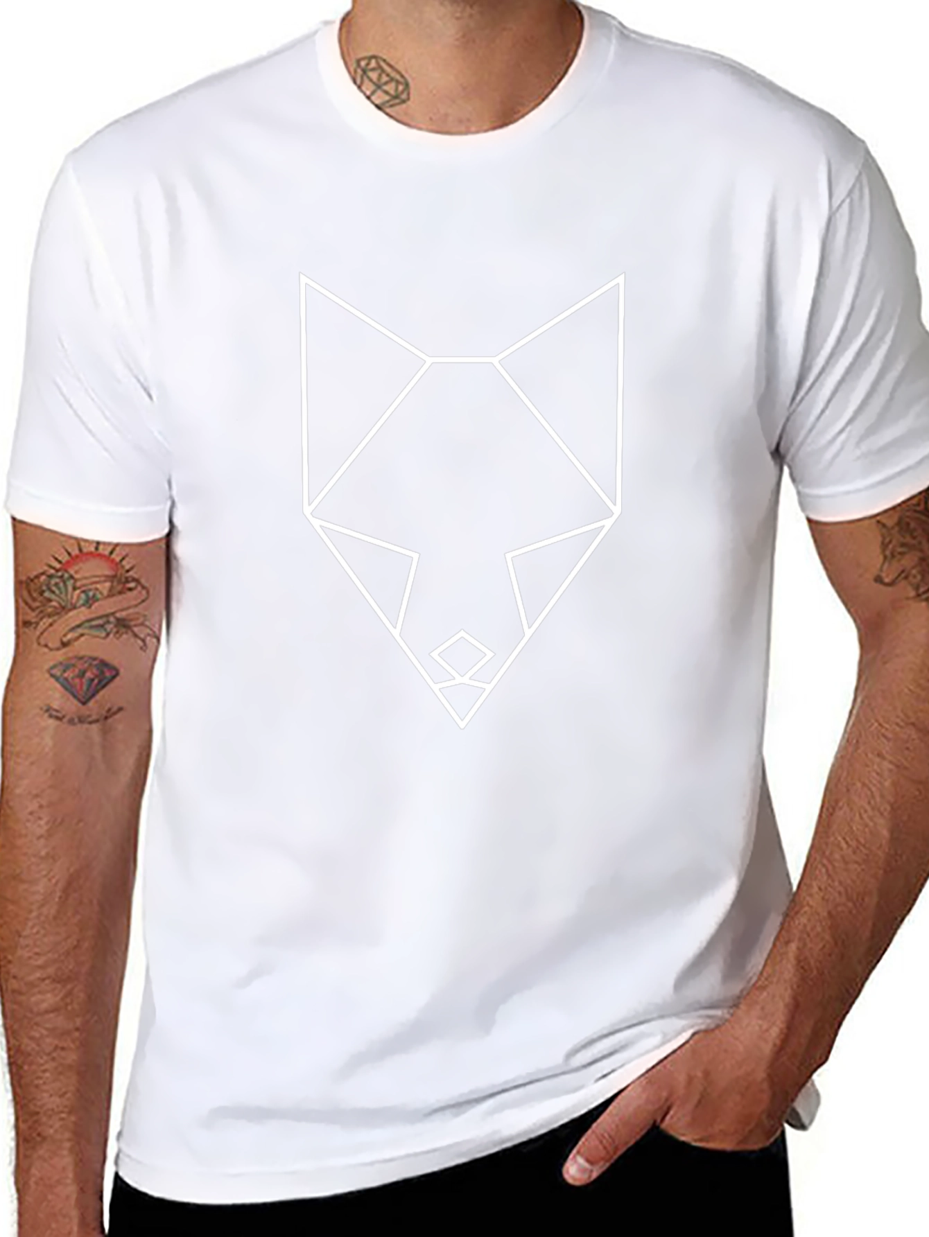 Geometric Fox Graphic Tee - Modern Black T-Shirt