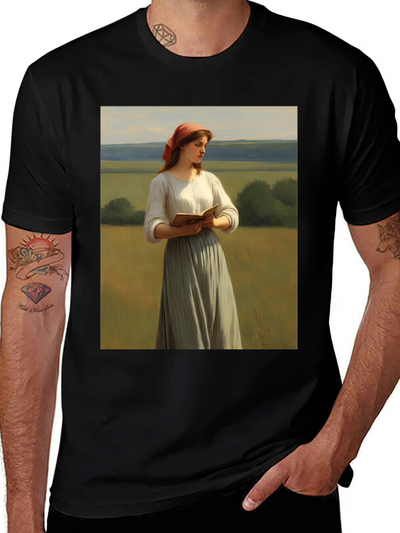 Artistic T-Shirt with Reader in the Field Design
