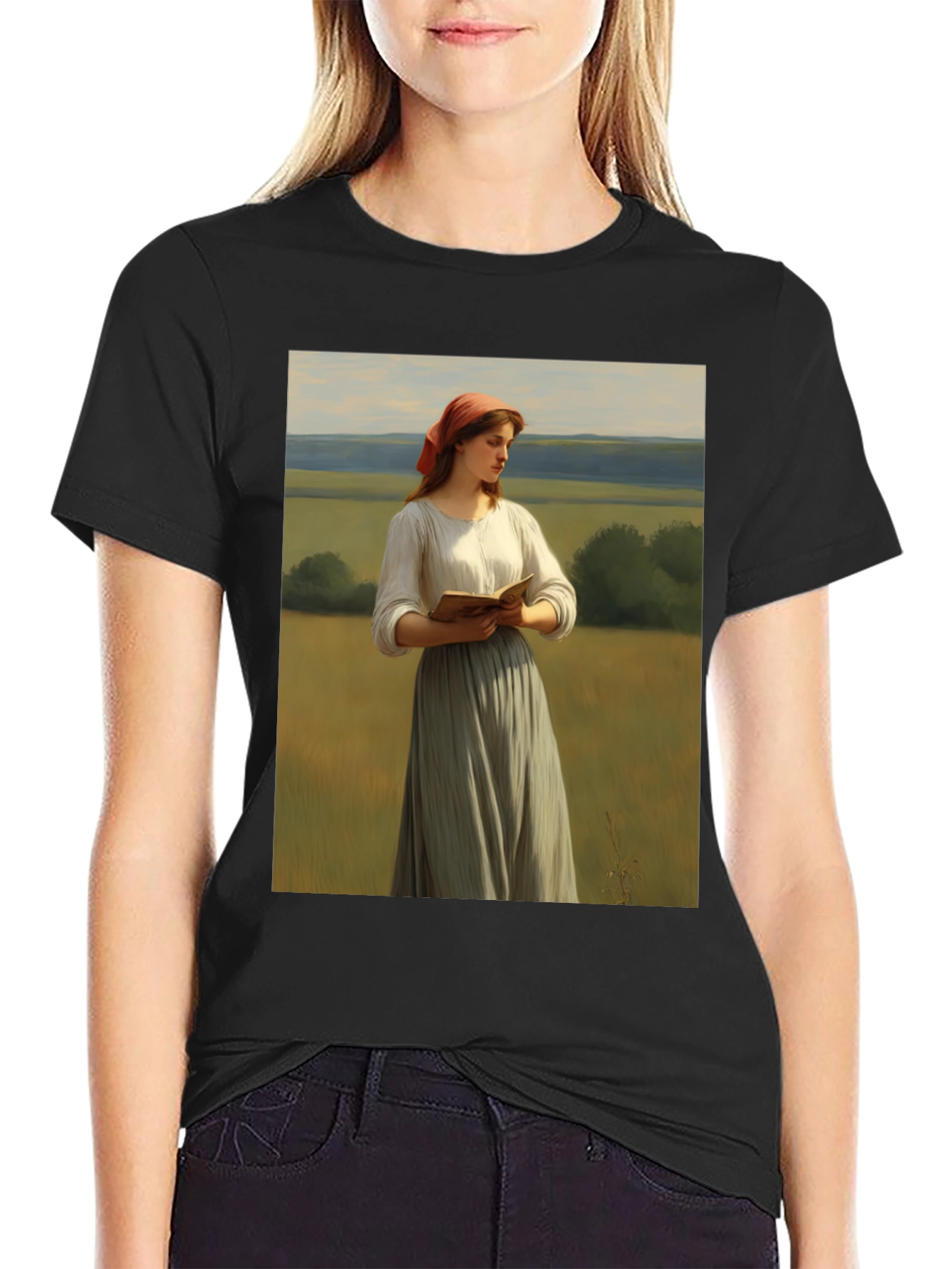 Artistic T-Shirt with Reader in the Field Design