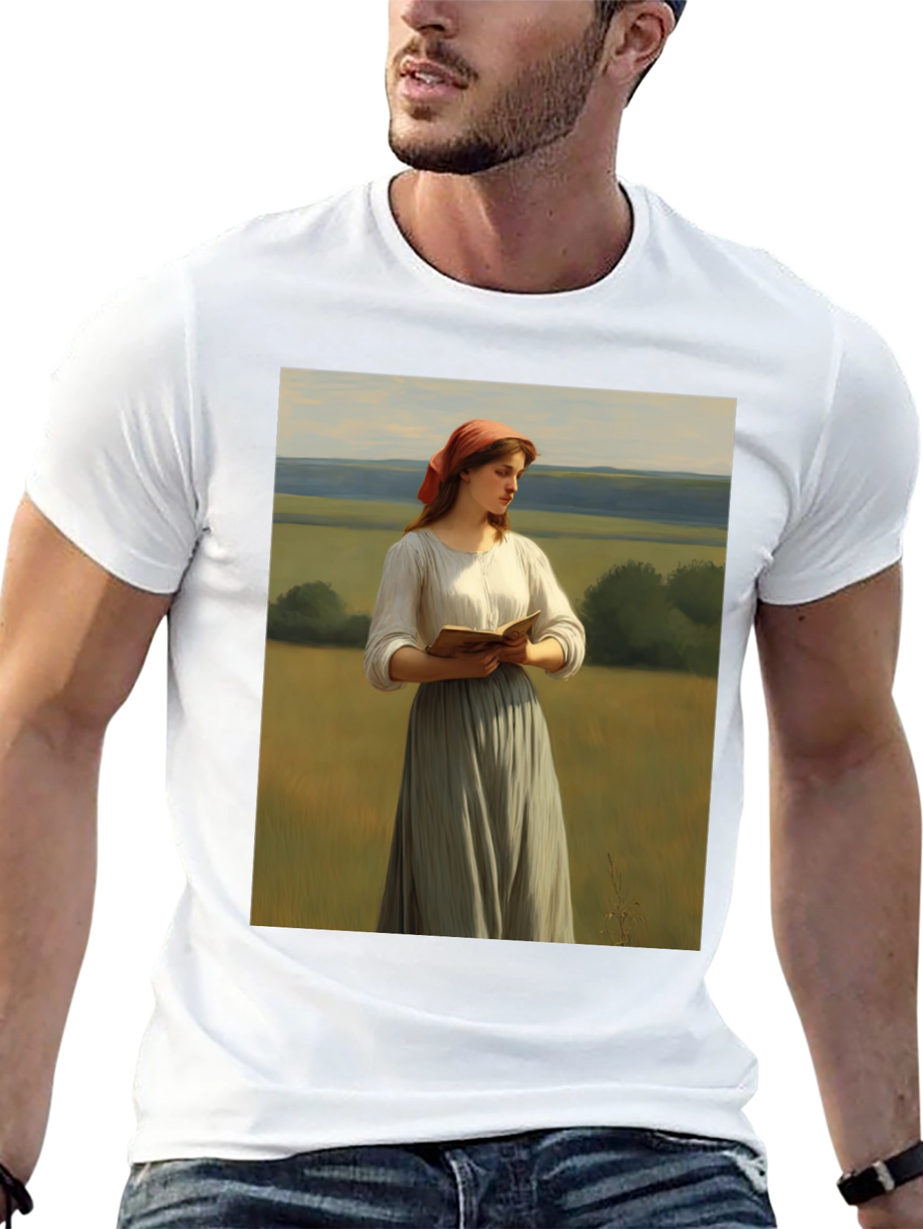 Artistic T-Shirt with Reader in the Field Design