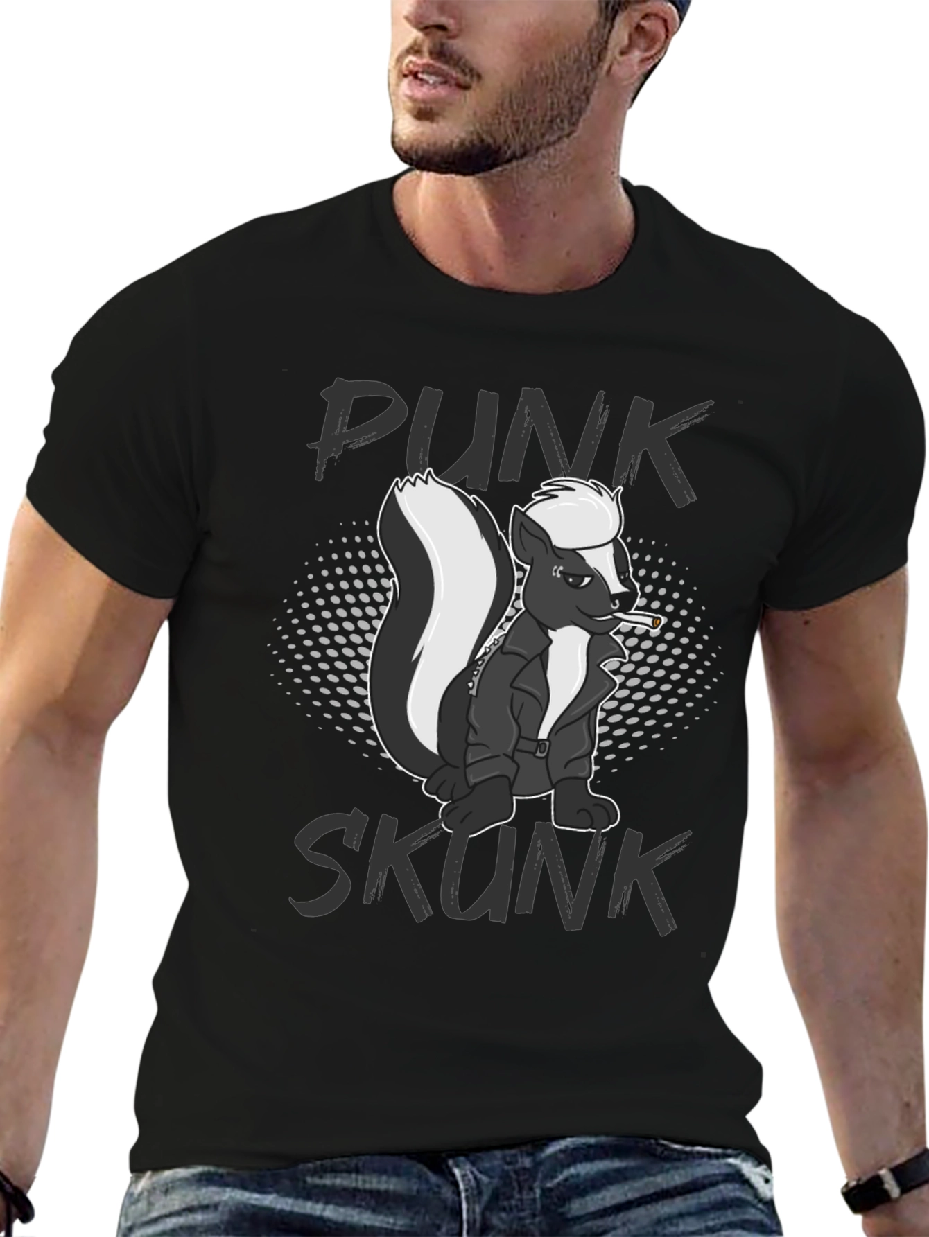 Punk Skunk Graphic T-Shirt - Black