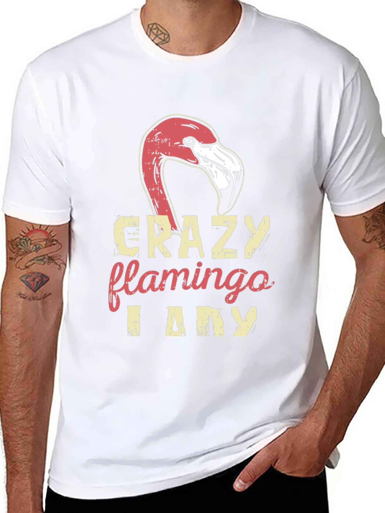 Crazy Flamingo Lady T-Shirt - Graphic Tee