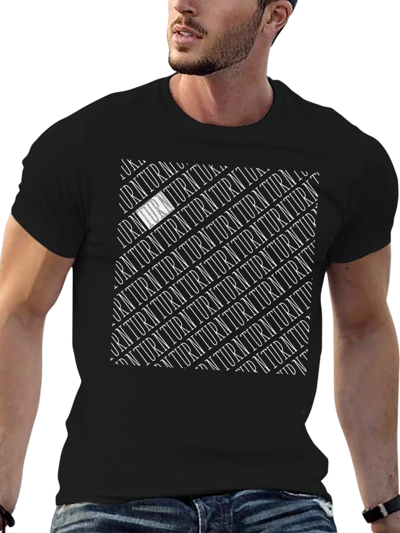 Turn Pattern Black T-Shirt