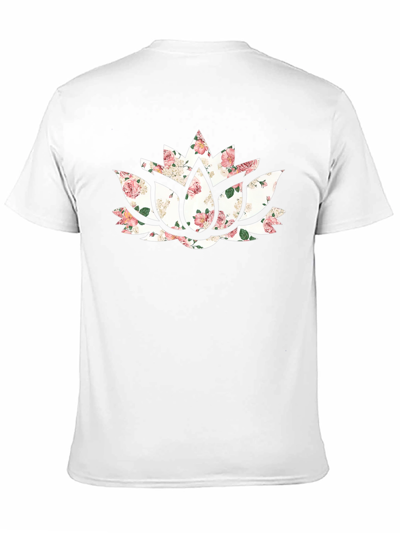 Floral Lotus Flower Graphic Black T-Shirt