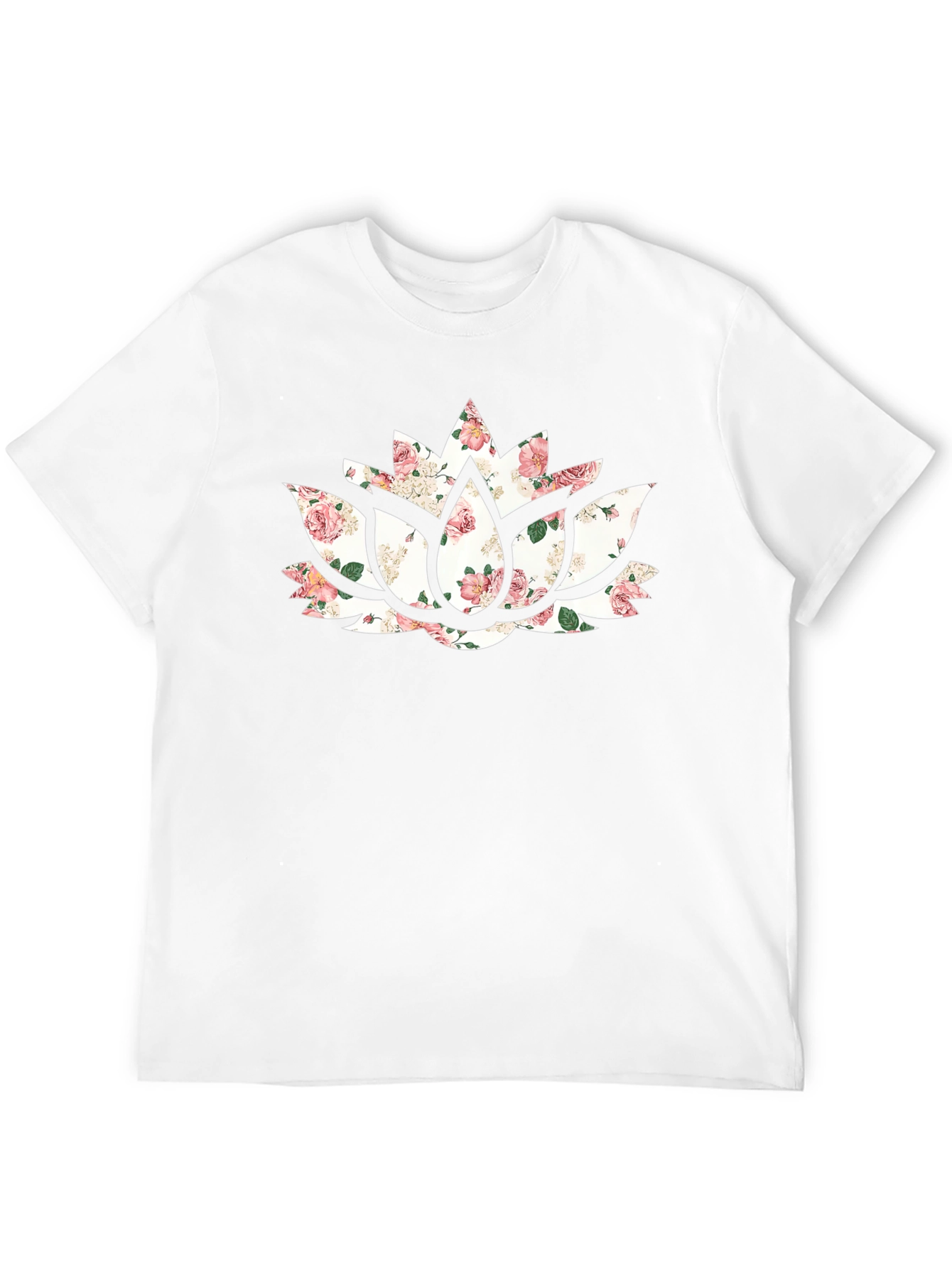 Floral Lotus Flower Graphic Black T-Shirt