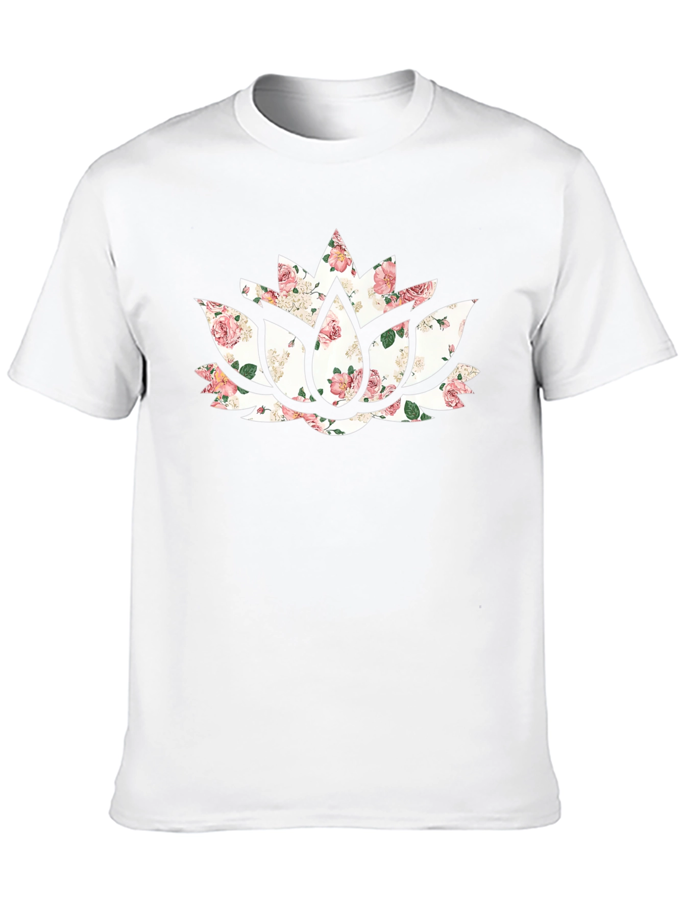 Floral Lotus Flower Graphic Black T-Shirt