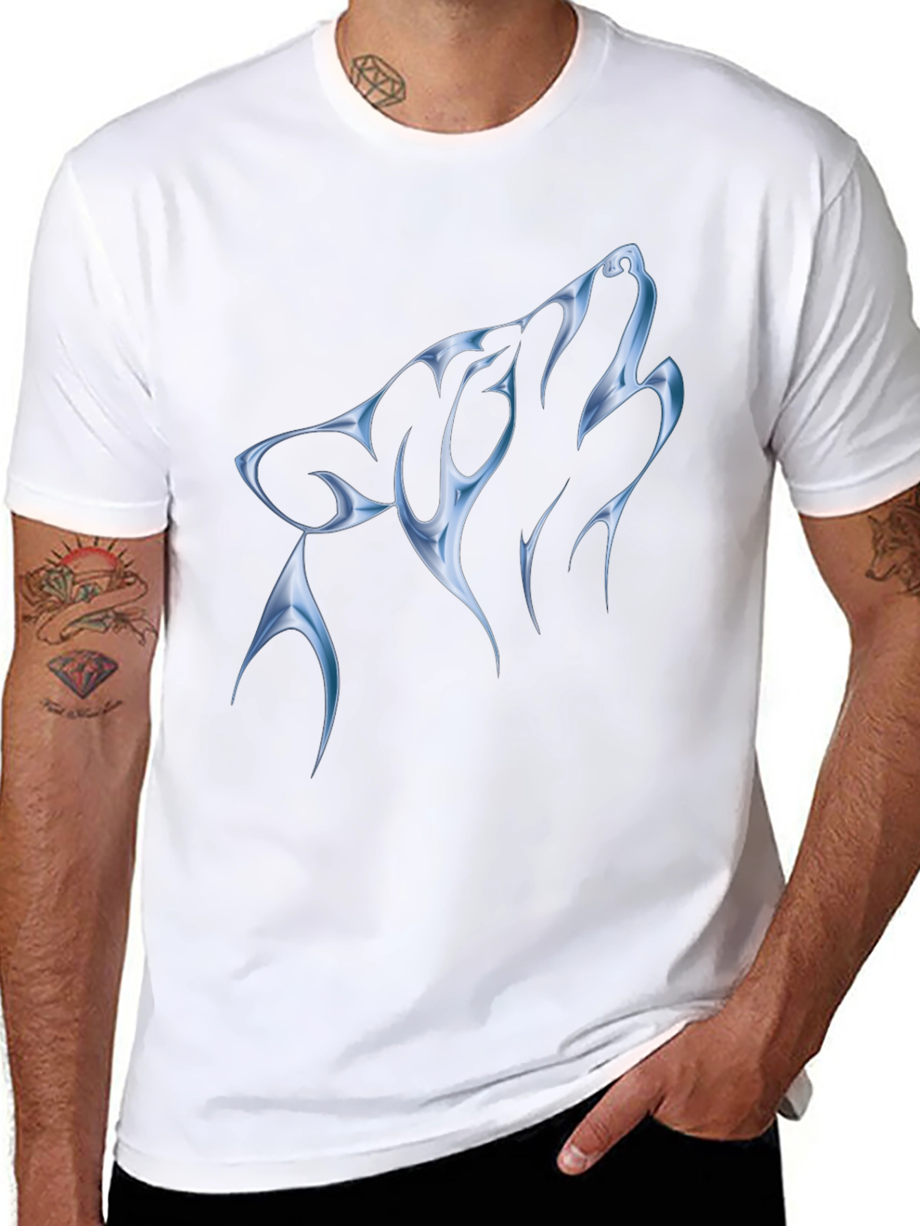 Wolf Graphic Print Black T-Shirt