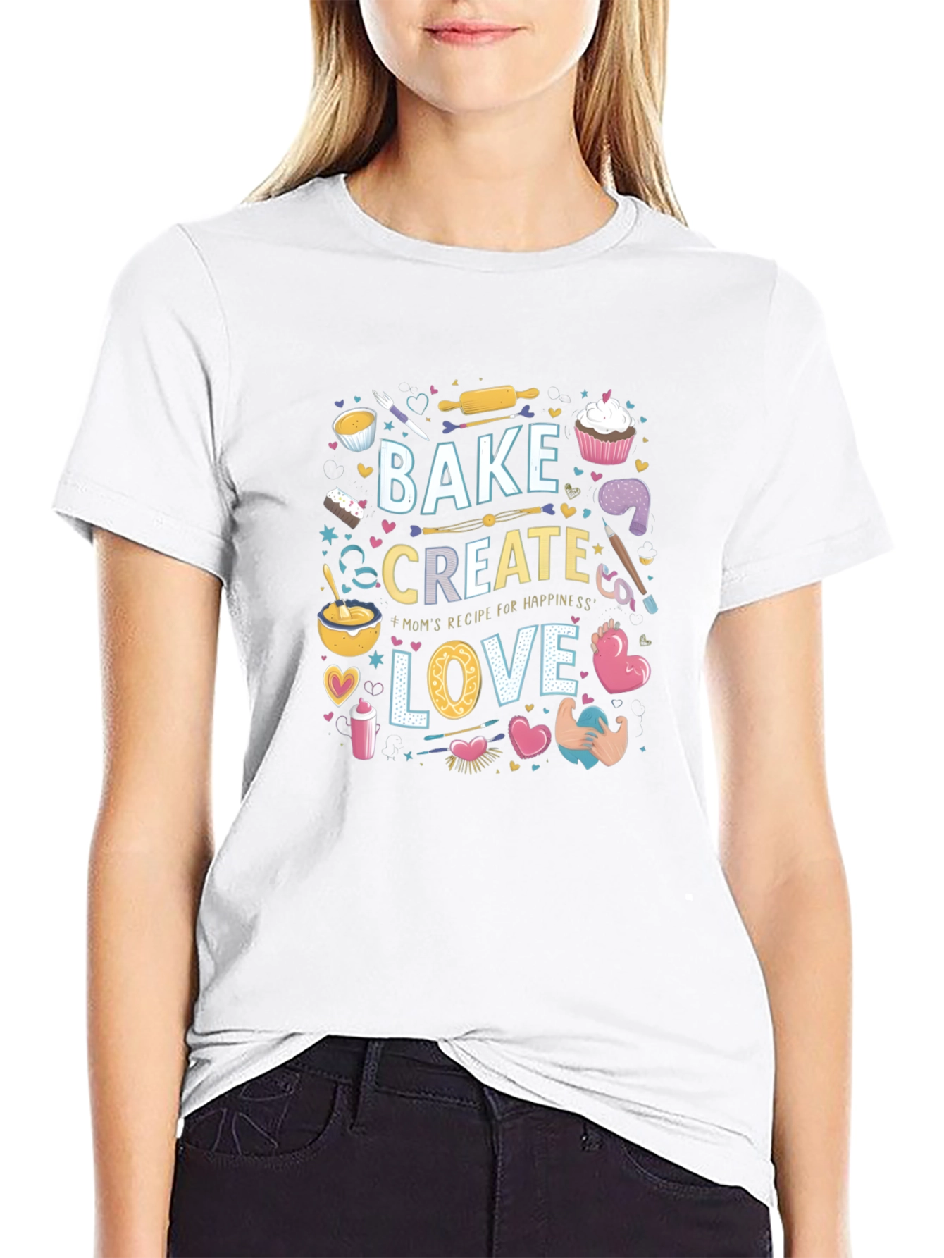 Bake Create Love Graphic T-Shirt - Baking Enthusiast Tee