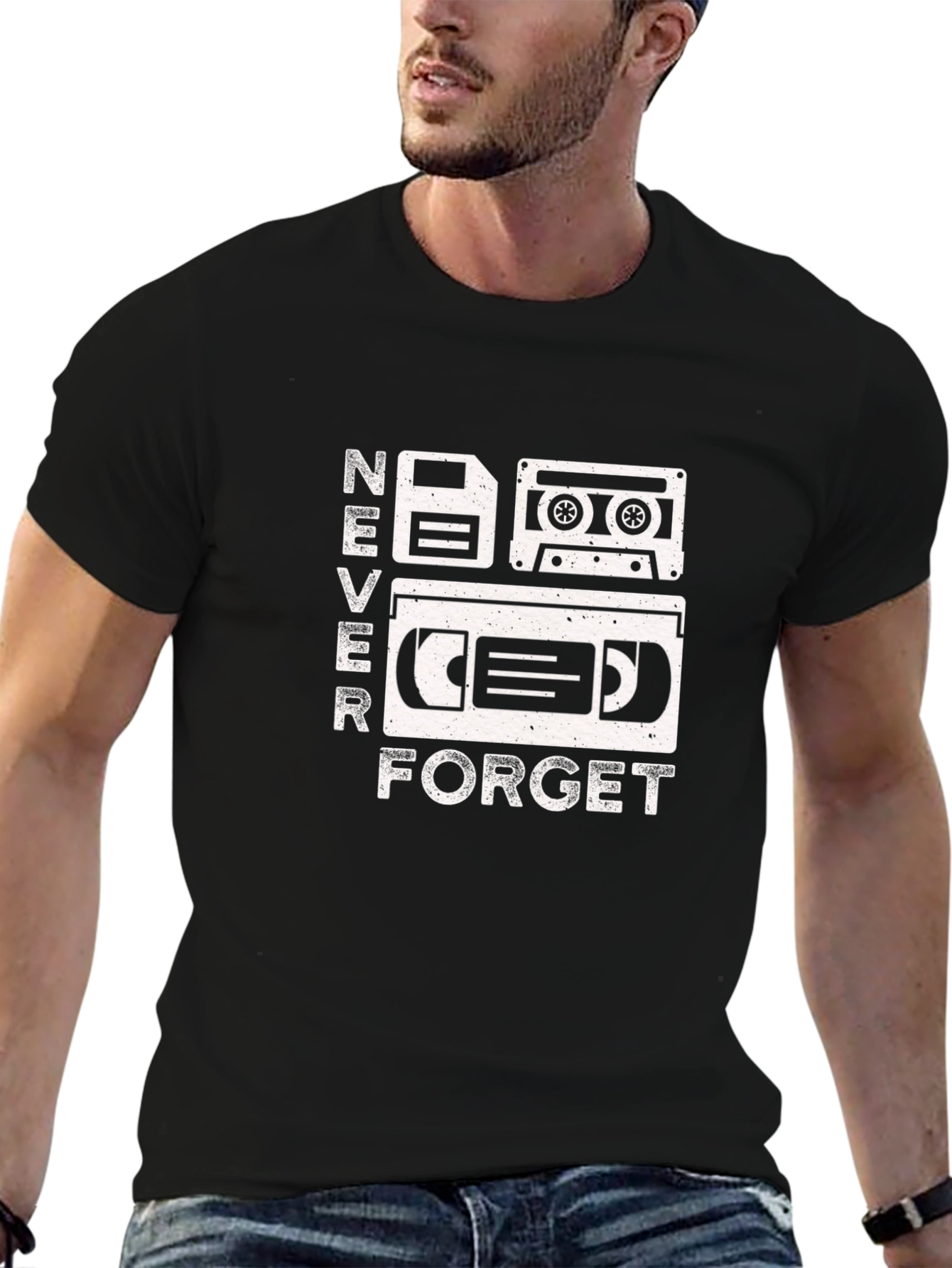 Retro Media Never Forget Black Graphic Tee