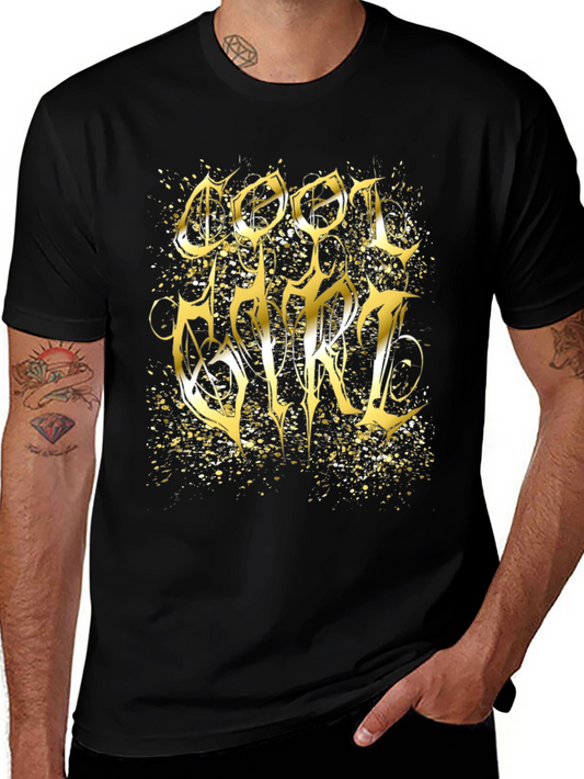 Cool Girl Gold Graphic Black T-Shirt