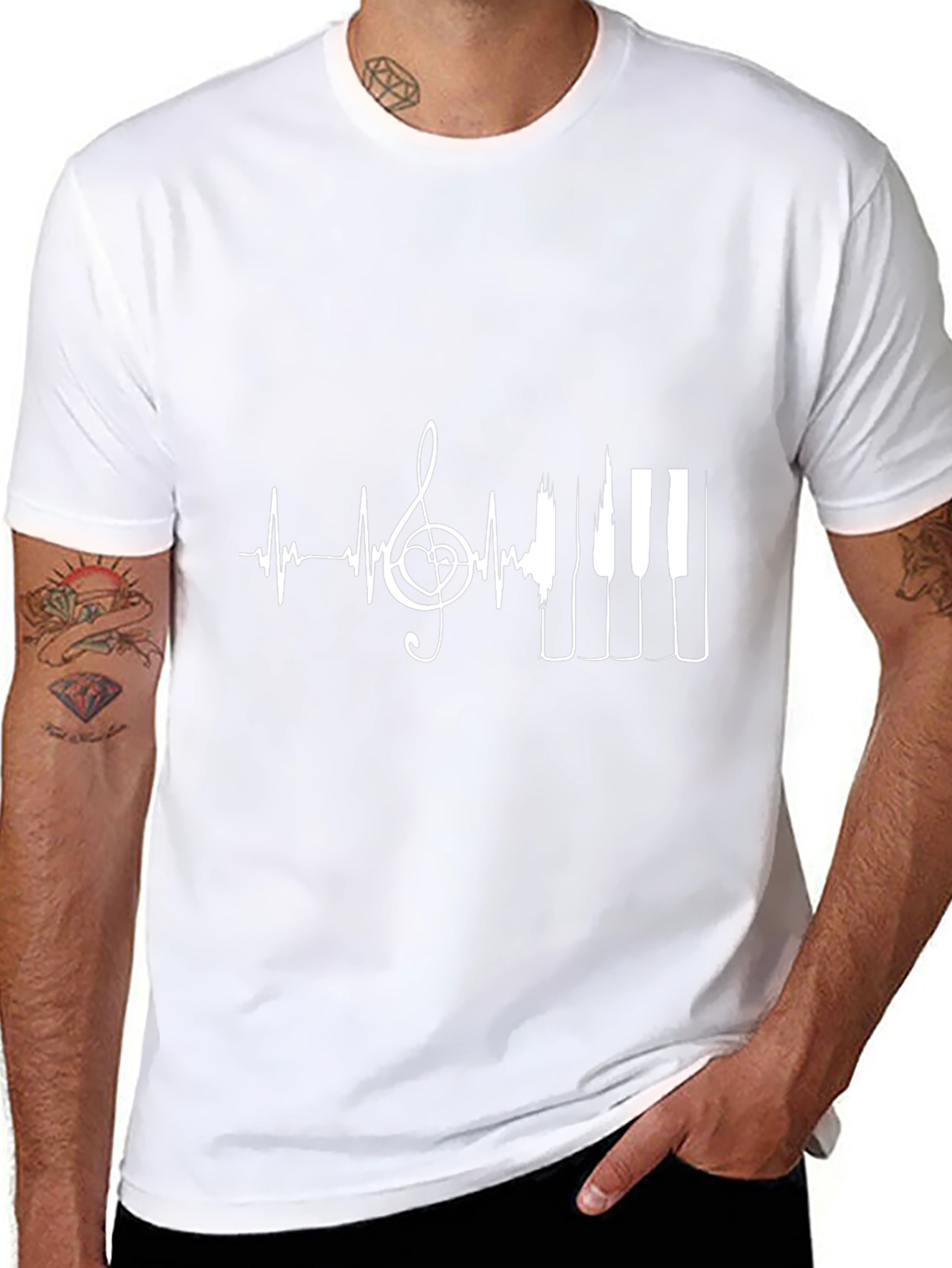 Music Lover T-Shirt - Heartbeat Piano Design