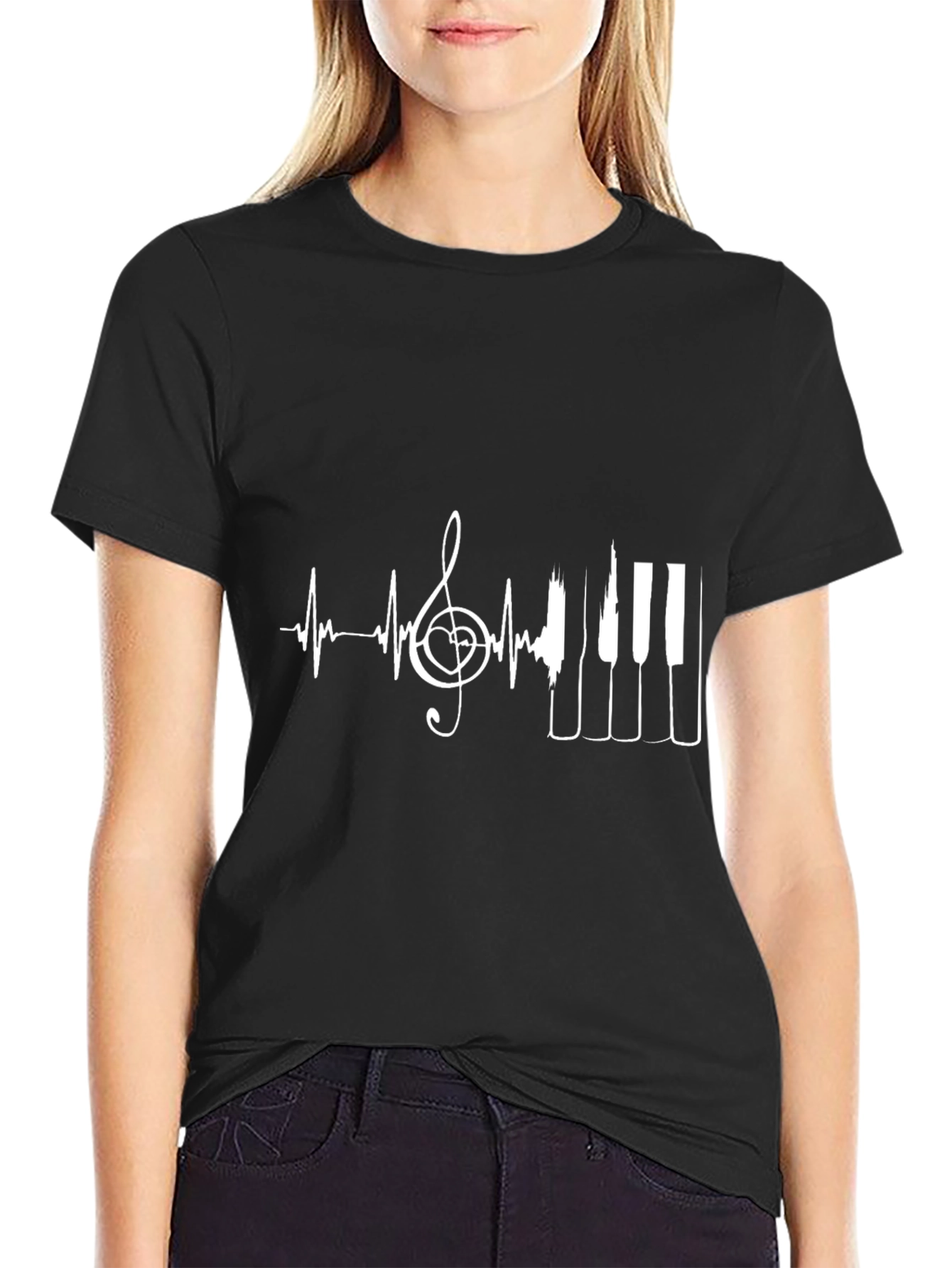 Music Lover T-Shirt - Heartbeat Piano Design