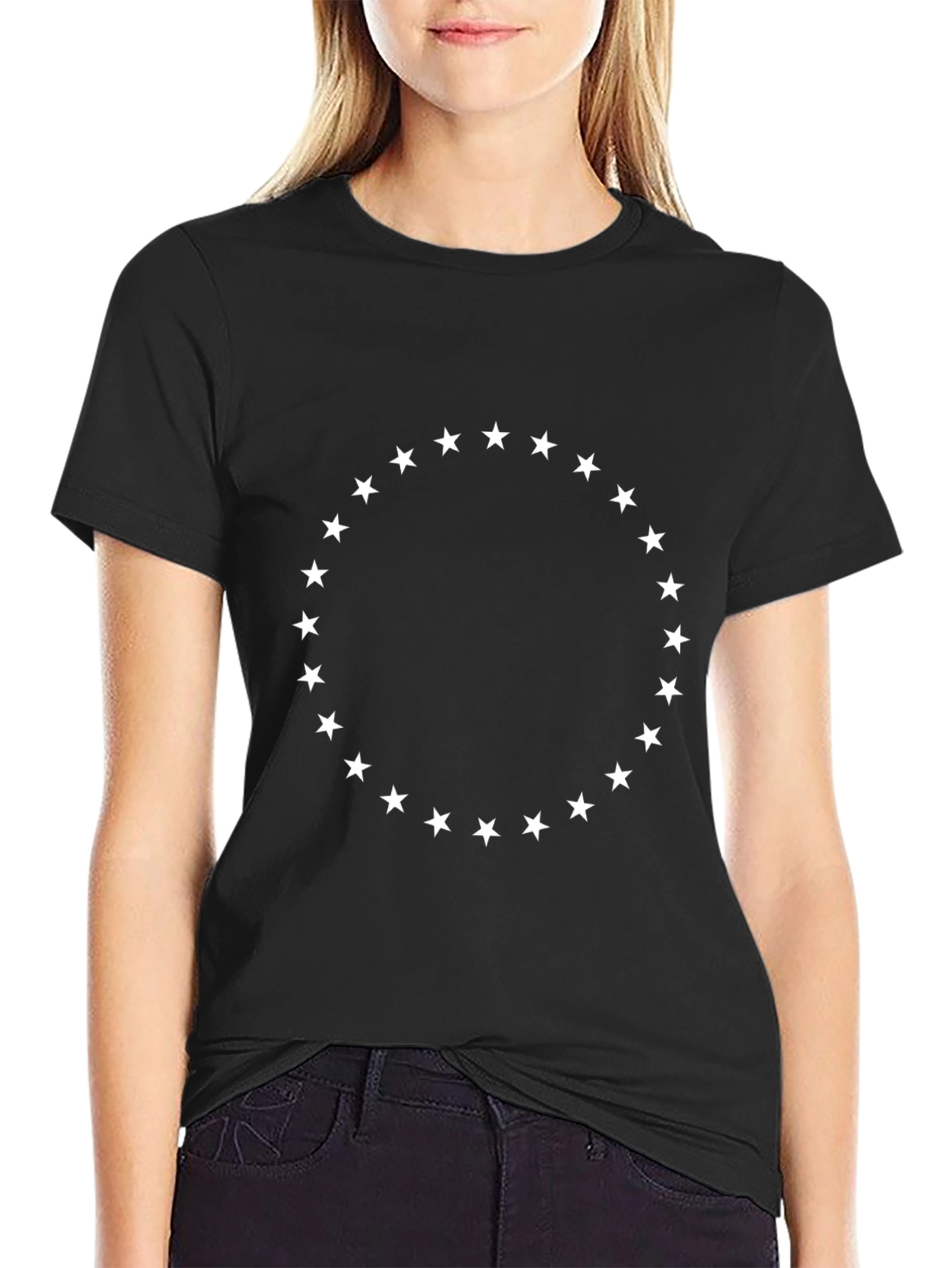 Star Circle Black Tee - Casual Style