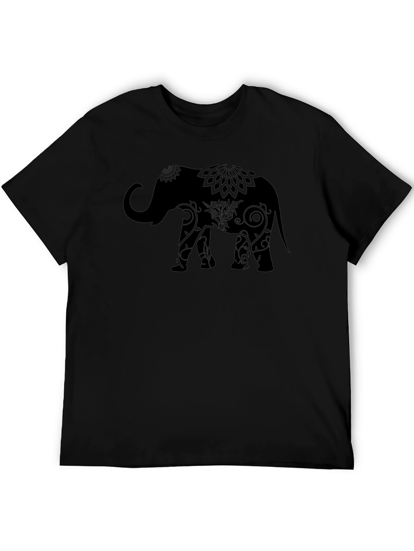 Elephant Mandala Graphic Print Crew Neck T-Shirt