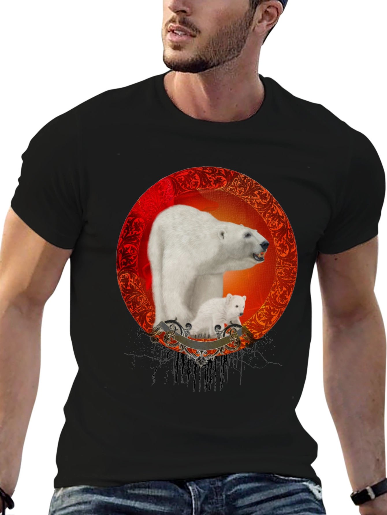 Polar Bear Graphic Tee - Classic Black
