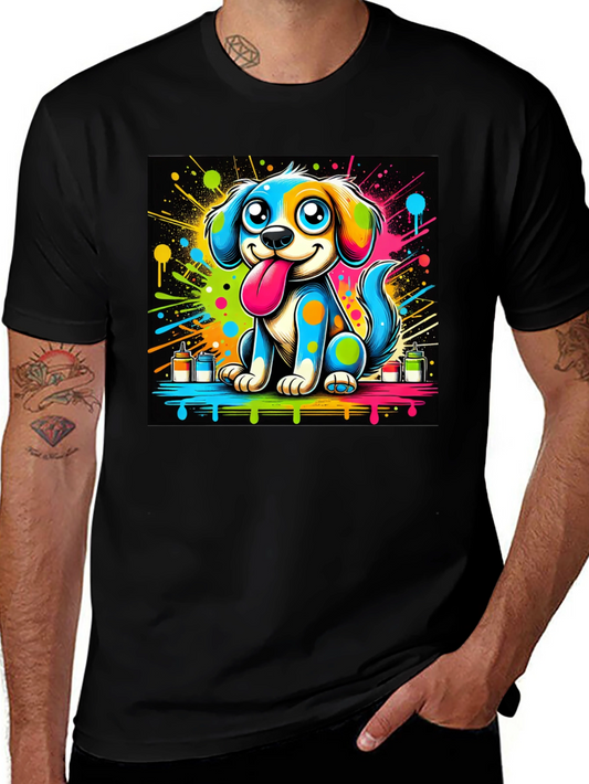 Colorful Cartoon Dog Graphic Tee