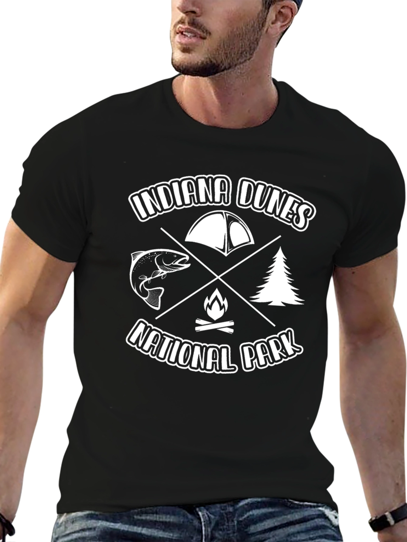 Indiana Dunes National Park Black Graphic T-Shirt