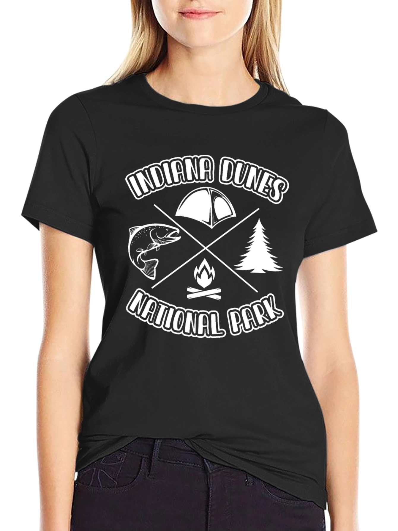 Indiana Dunes National Park Black Graphic T-Shirt