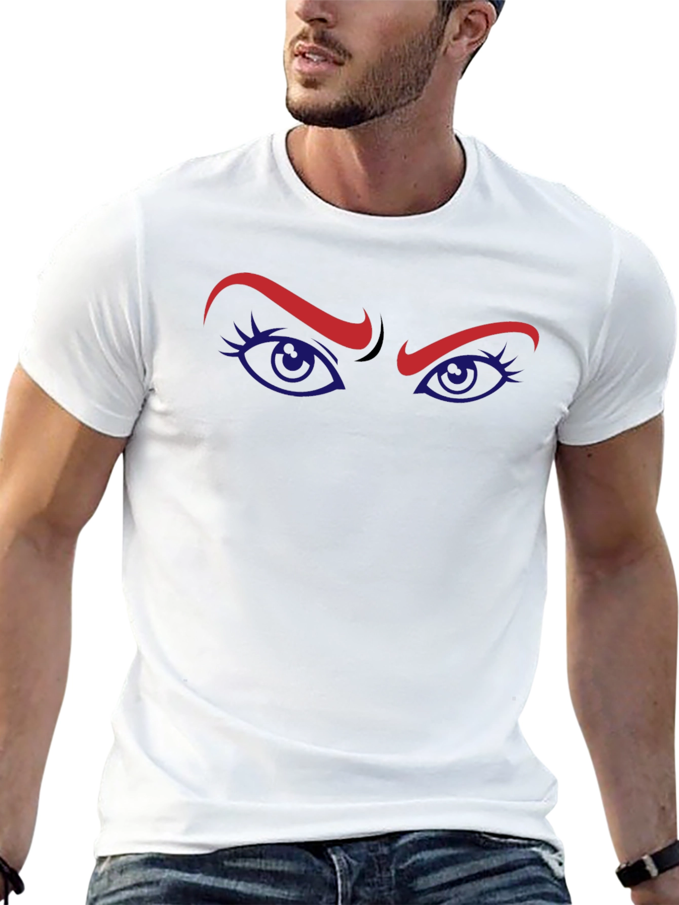 Intense Gaze Graphic Tee - Stylish Eye Design