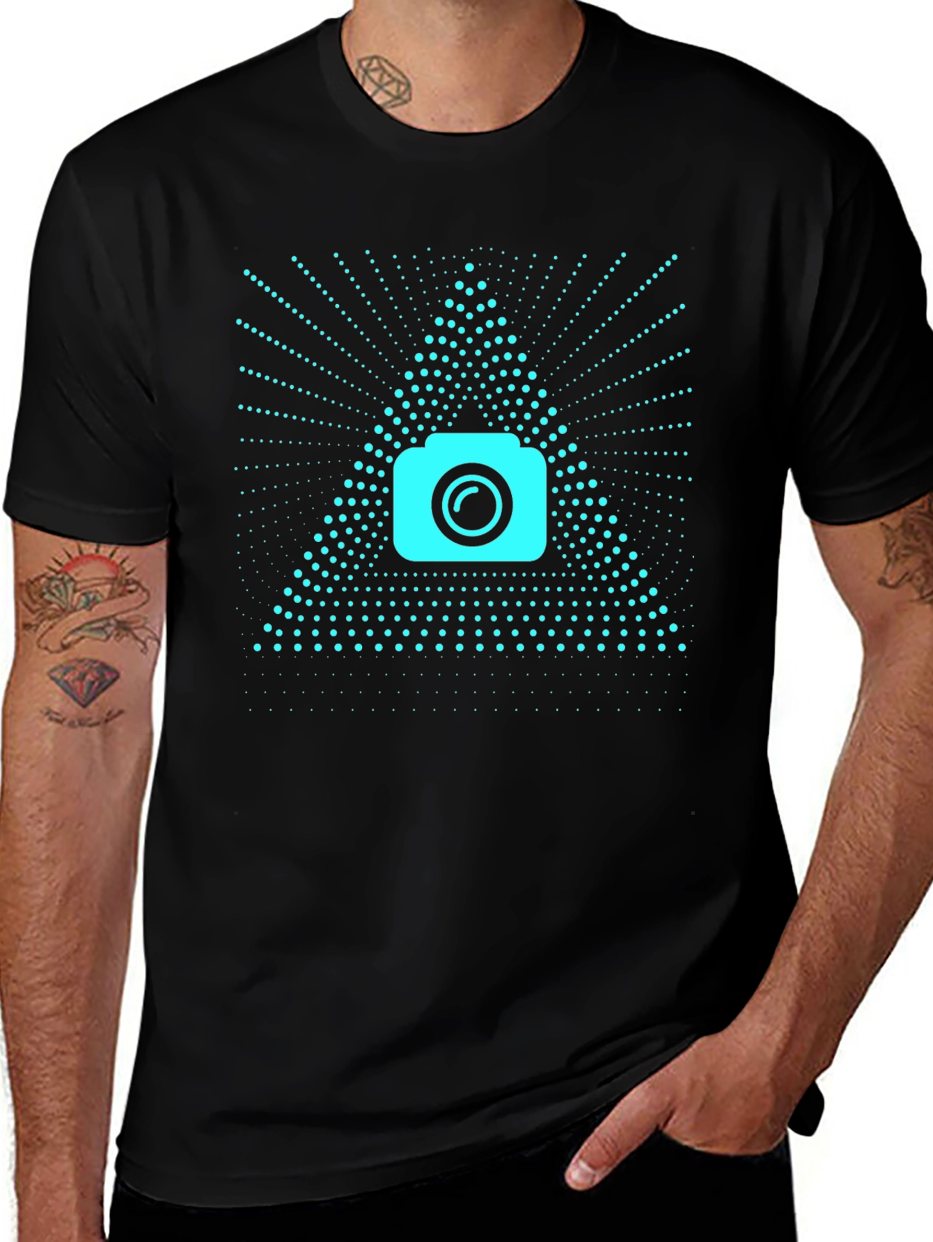 Camera Triangle Tee - Black Graphic T-Shirt