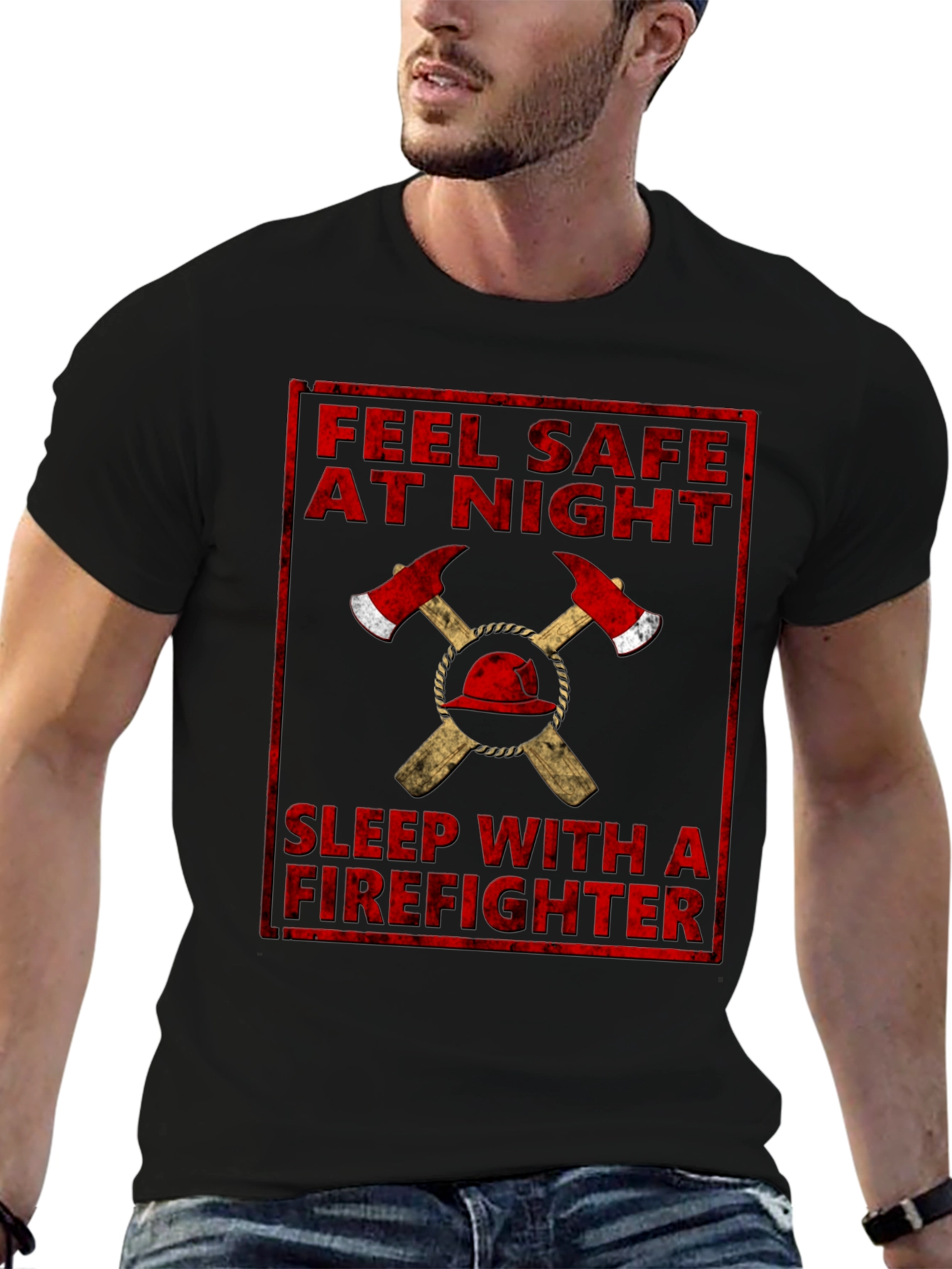 Feel Safe At Night Firefighter Graphic T-Shirt