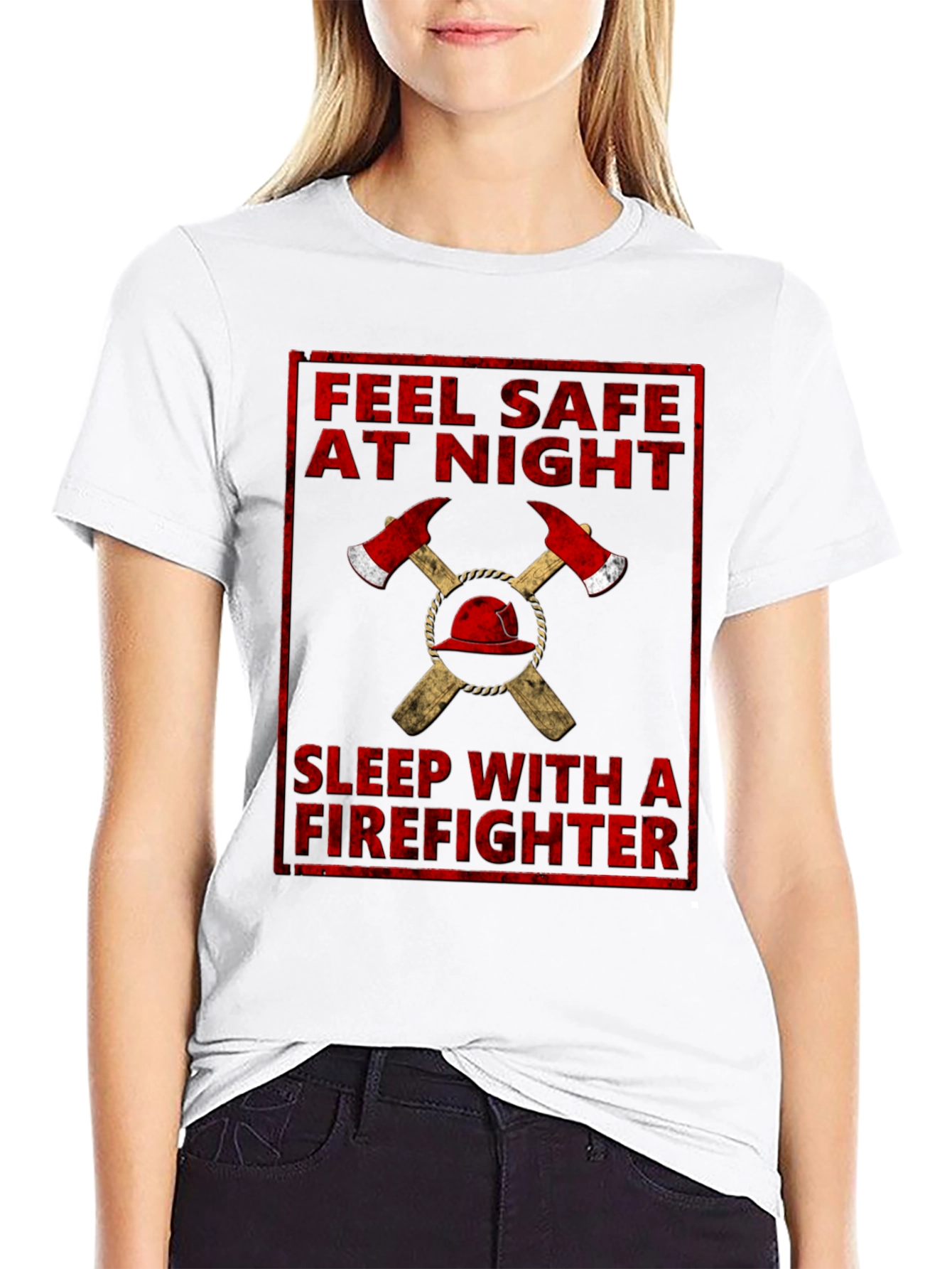 Feel Safe At Night Firefighter Graphic T-Shirt