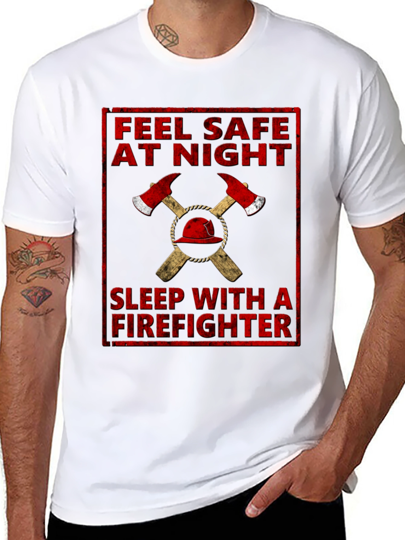Feel Safe At Night Firefighter Graphic T-Shirt