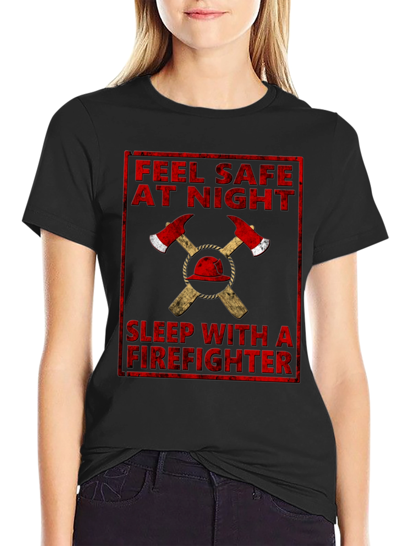 Feel Safe At Night Firefighter Graphic T-Shirt