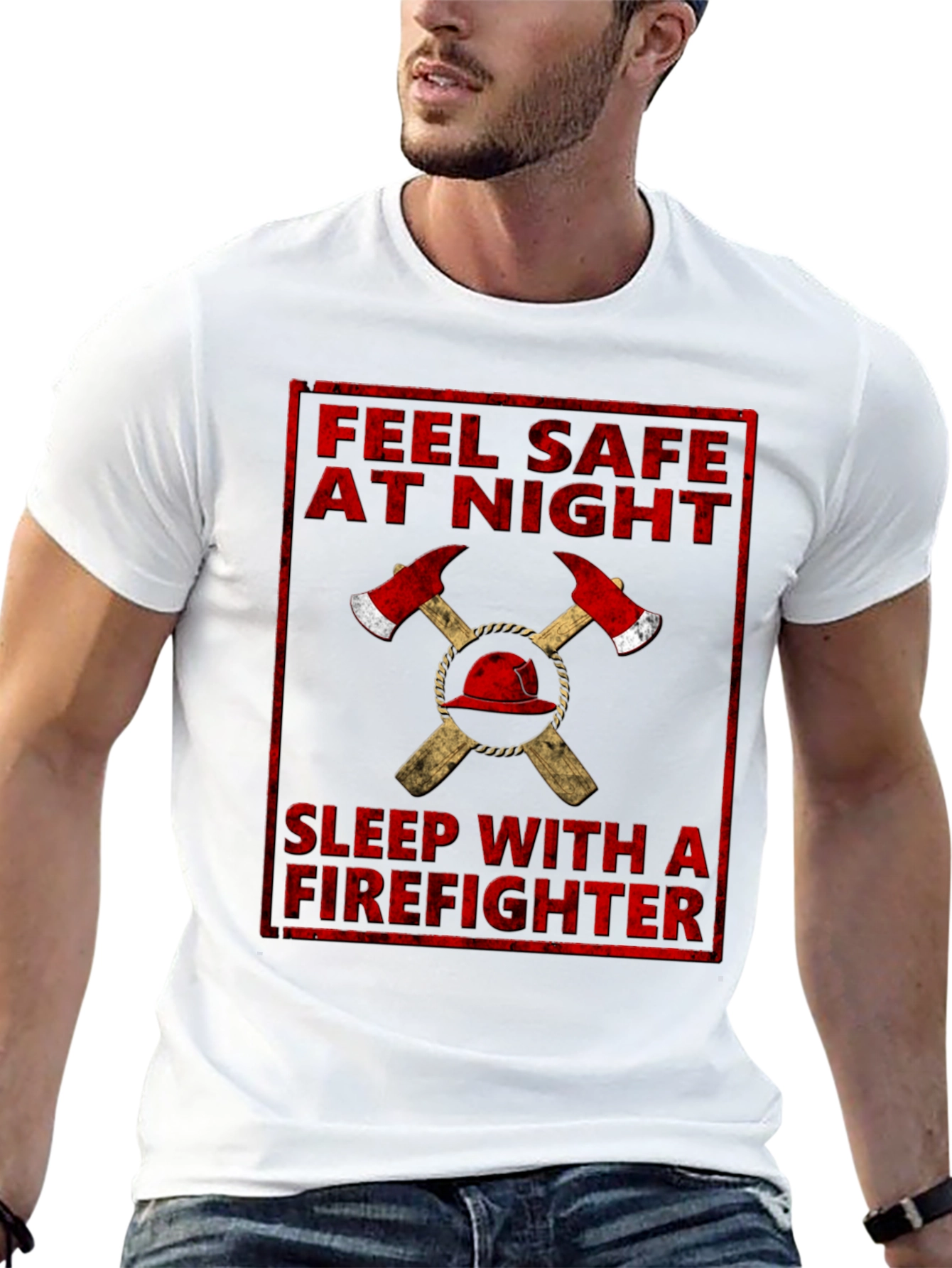 Feel Safe At Night Firefighter Graphic T-Shirt