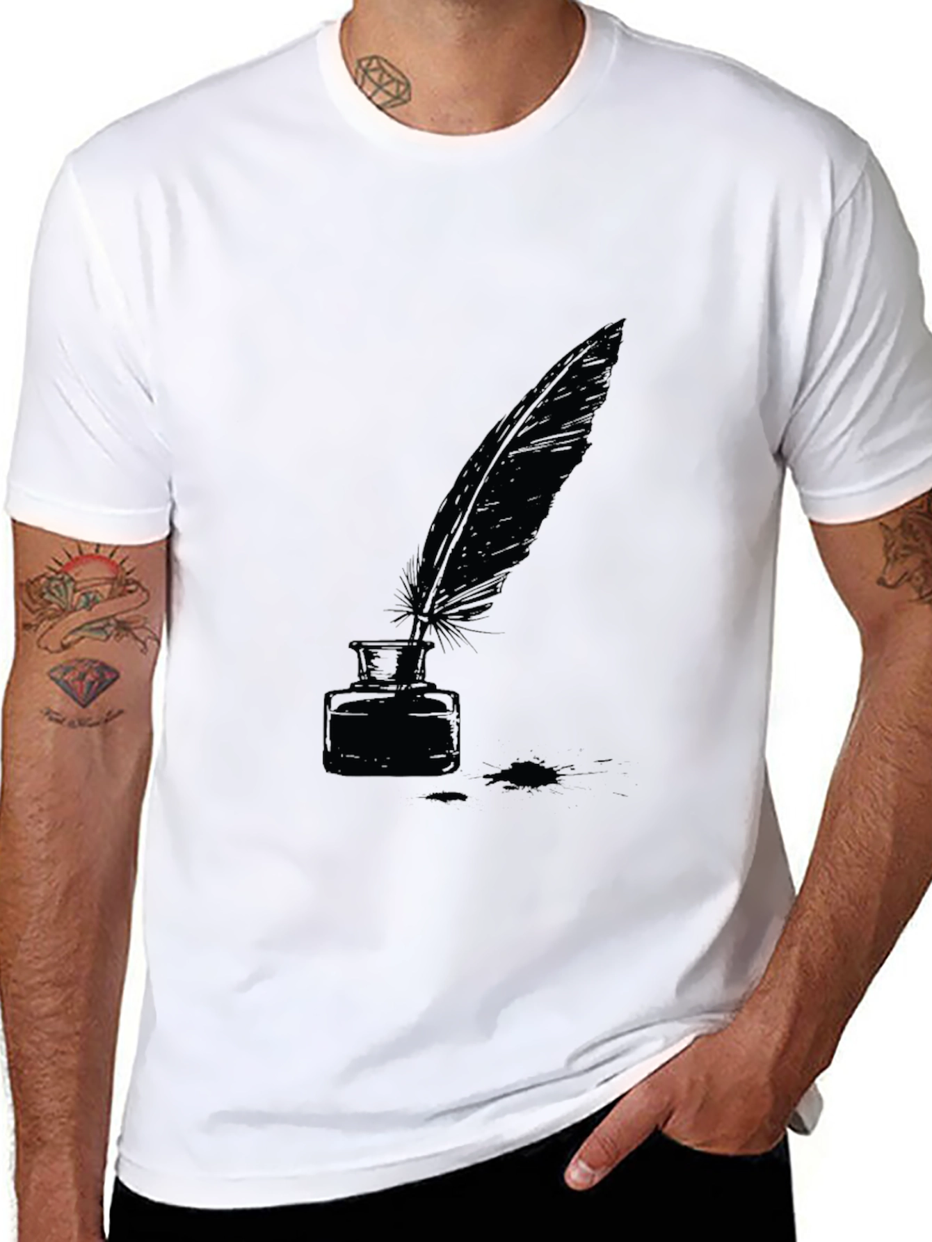 Quill & Ink T-Shirt - Classic Writer Style
