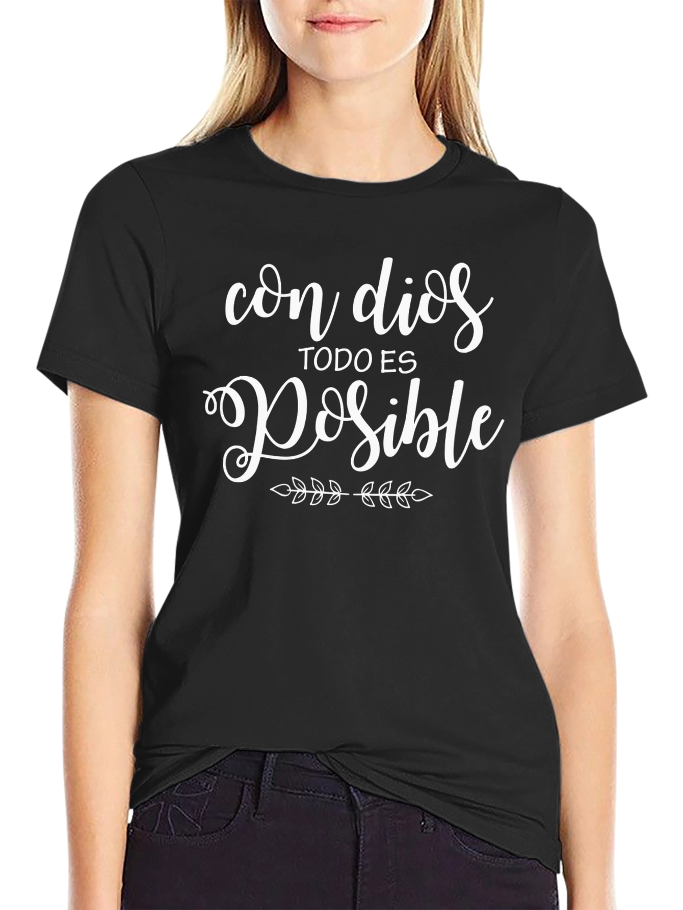 Con Dios Todo Es Posible Black T-Shirt