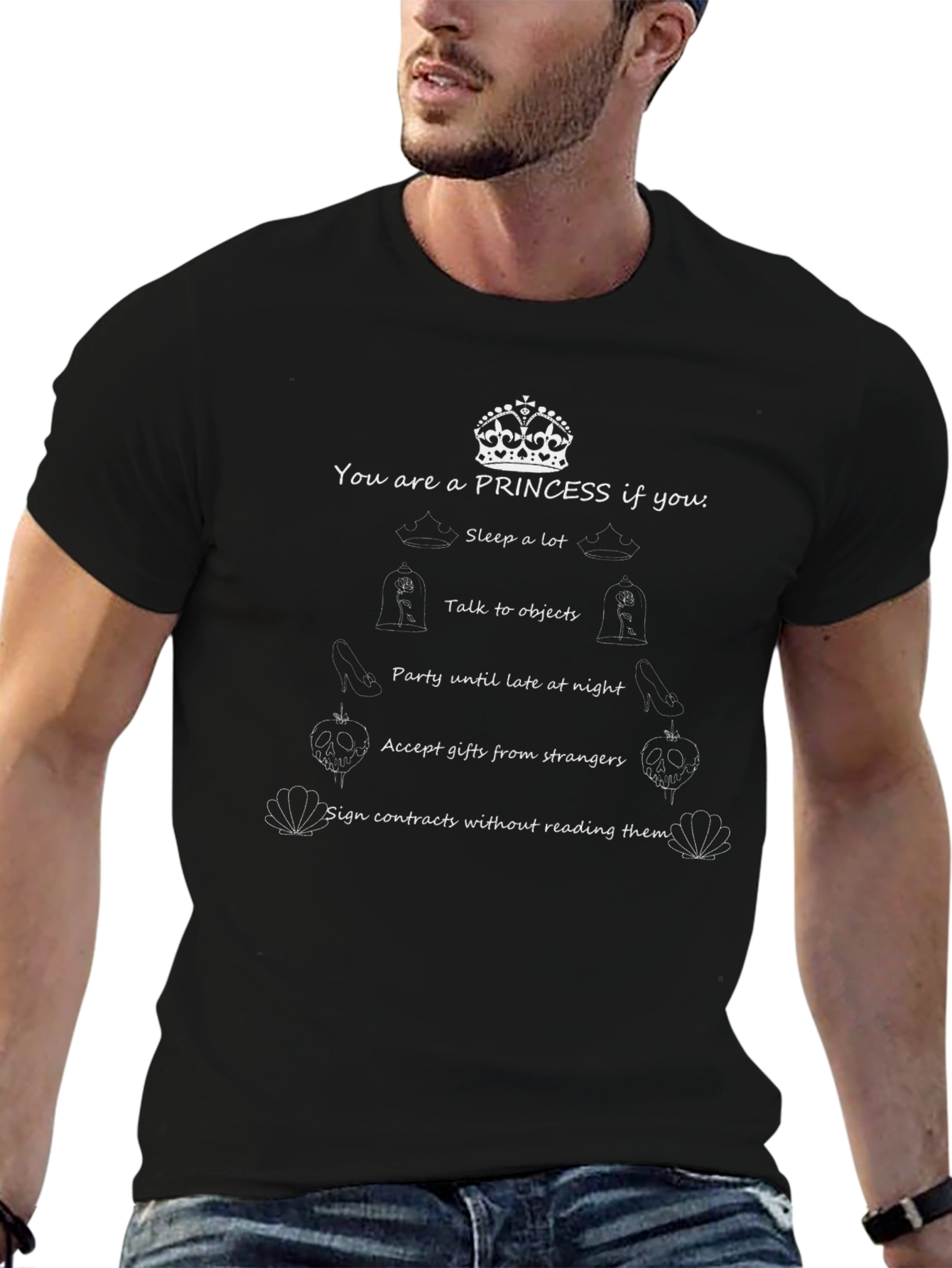 Princess T-Shirt: Sleep Late & Sign Contracts