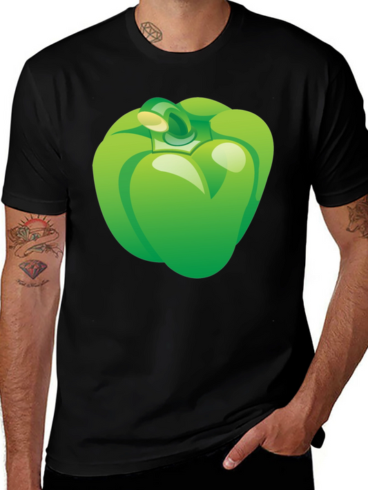 Green Pepper Graphic Tee - Casual Black T-Shirt
