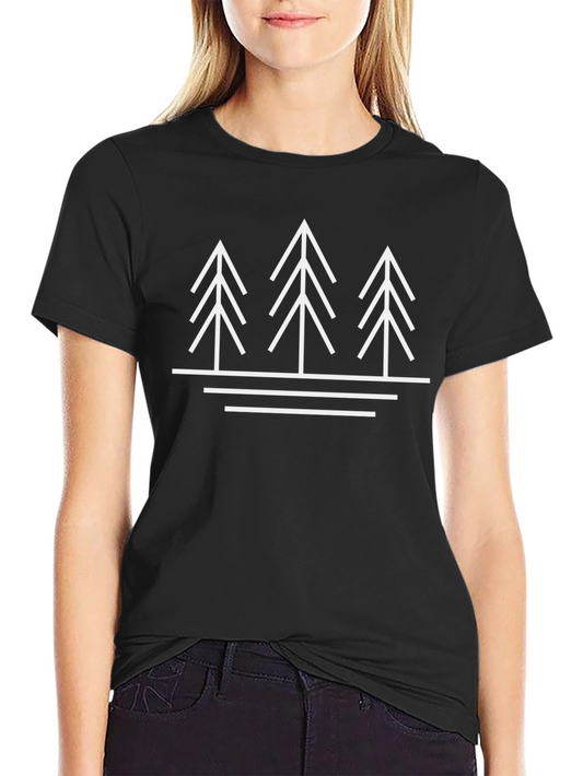 Minimalist Tree Graphic Black T-Shirt