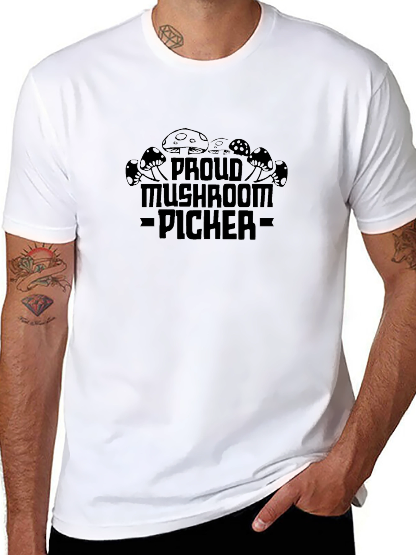 Proud Mushroom Picker Graphic T-Shirt - Black
