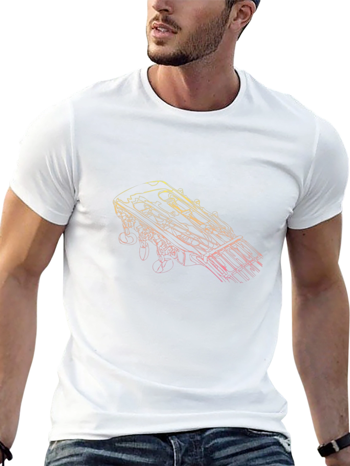 Guitar Headstock Graphic Tee - Black Unisex T-Shirt