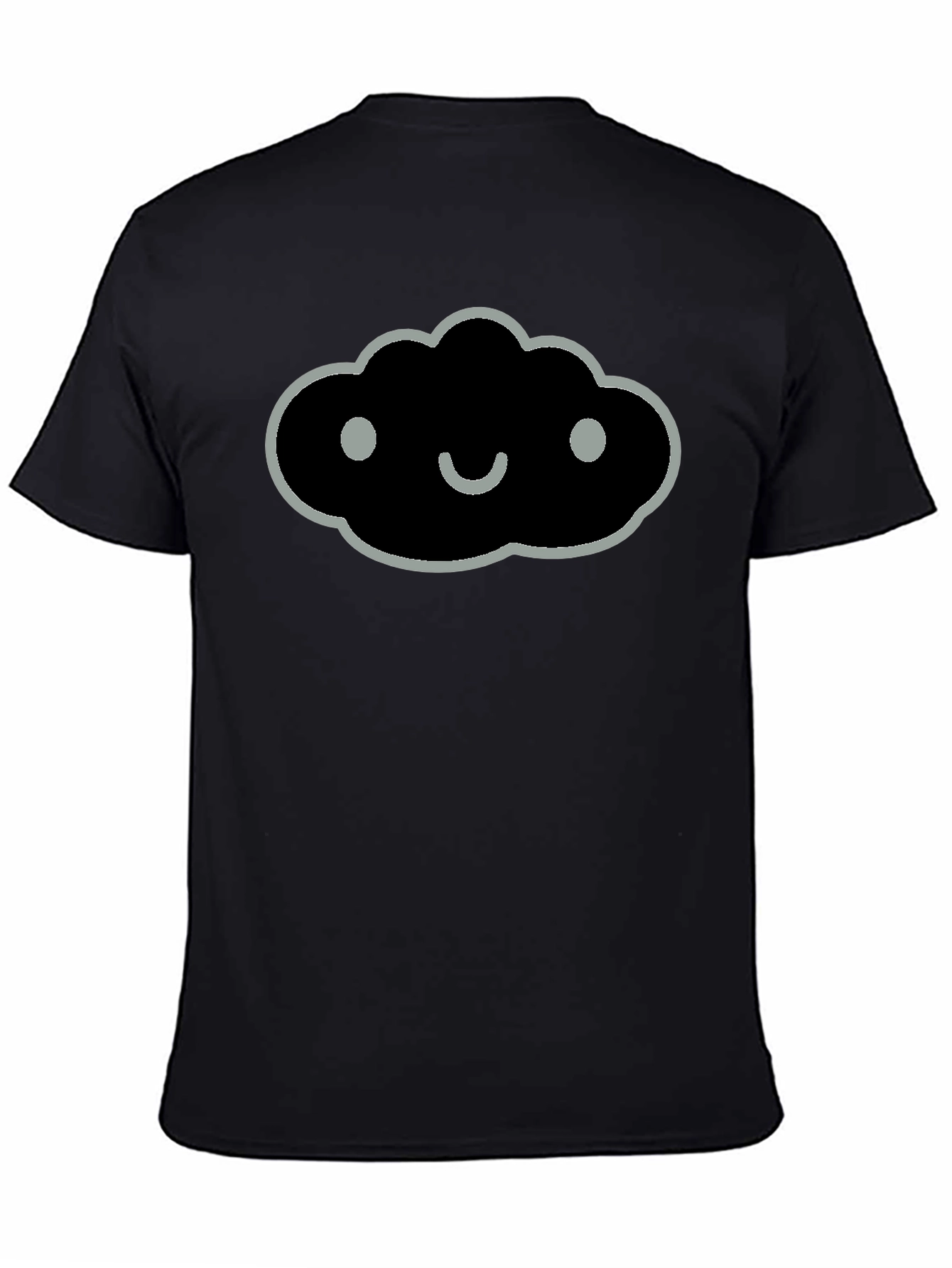 Smiling Cloud Graphic Tee - Soft Black Cotton Blend
