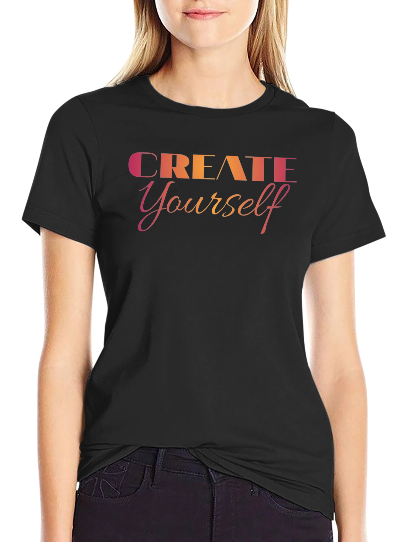 Create Yourself Black Graphic Tee - Trendy Design