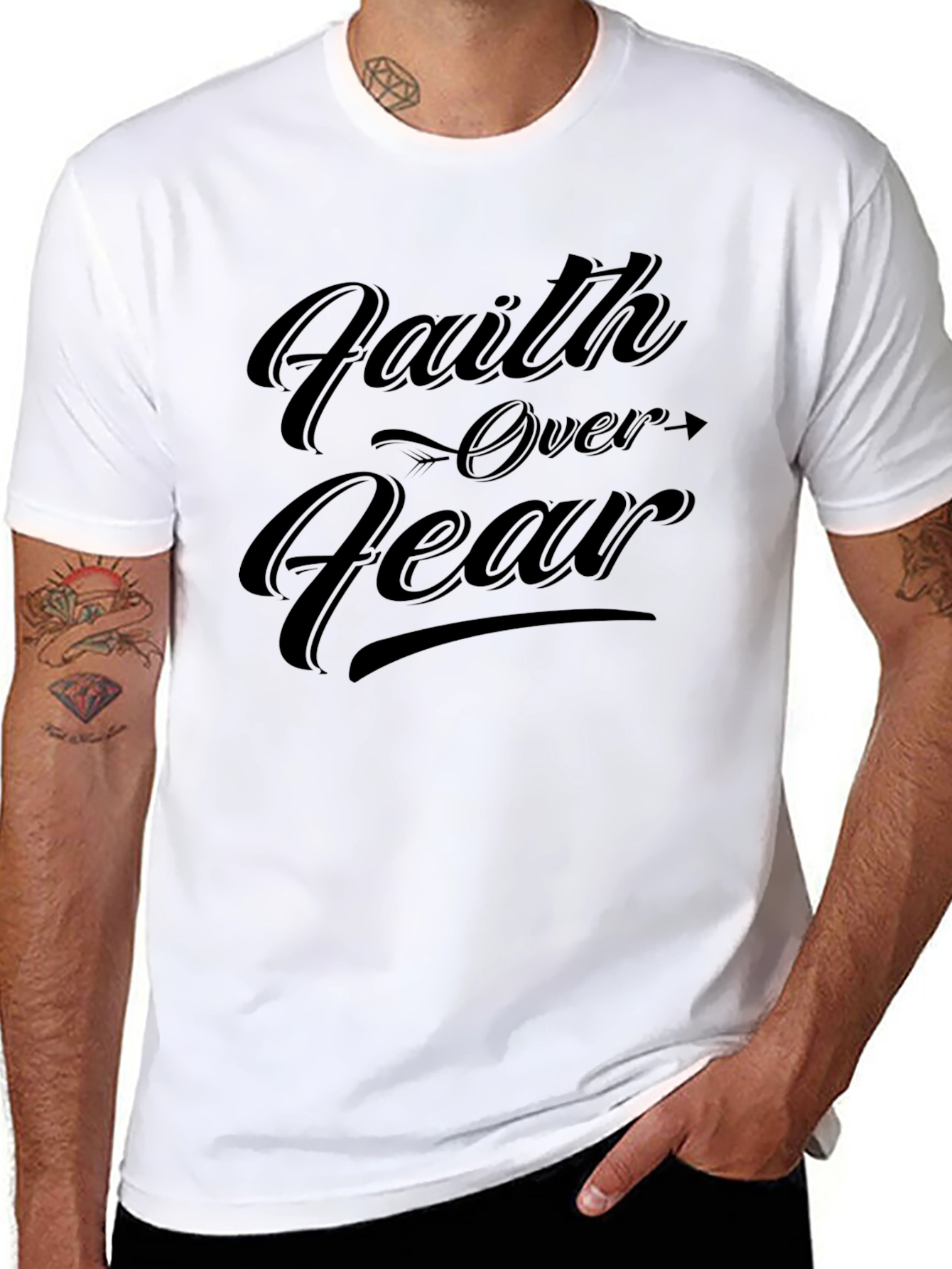 Faith Over Fear Graphic T-Shirt - Menswear