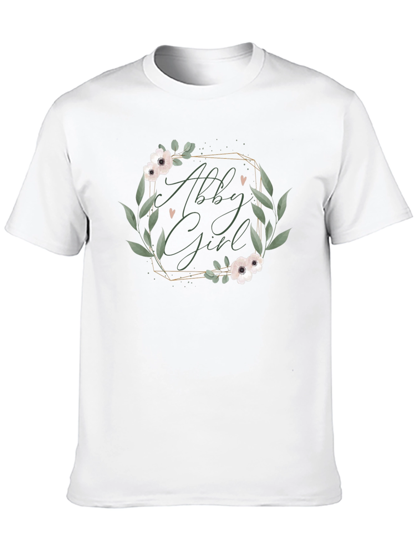 Abby Girl Floral Wreath Black T-Shirt