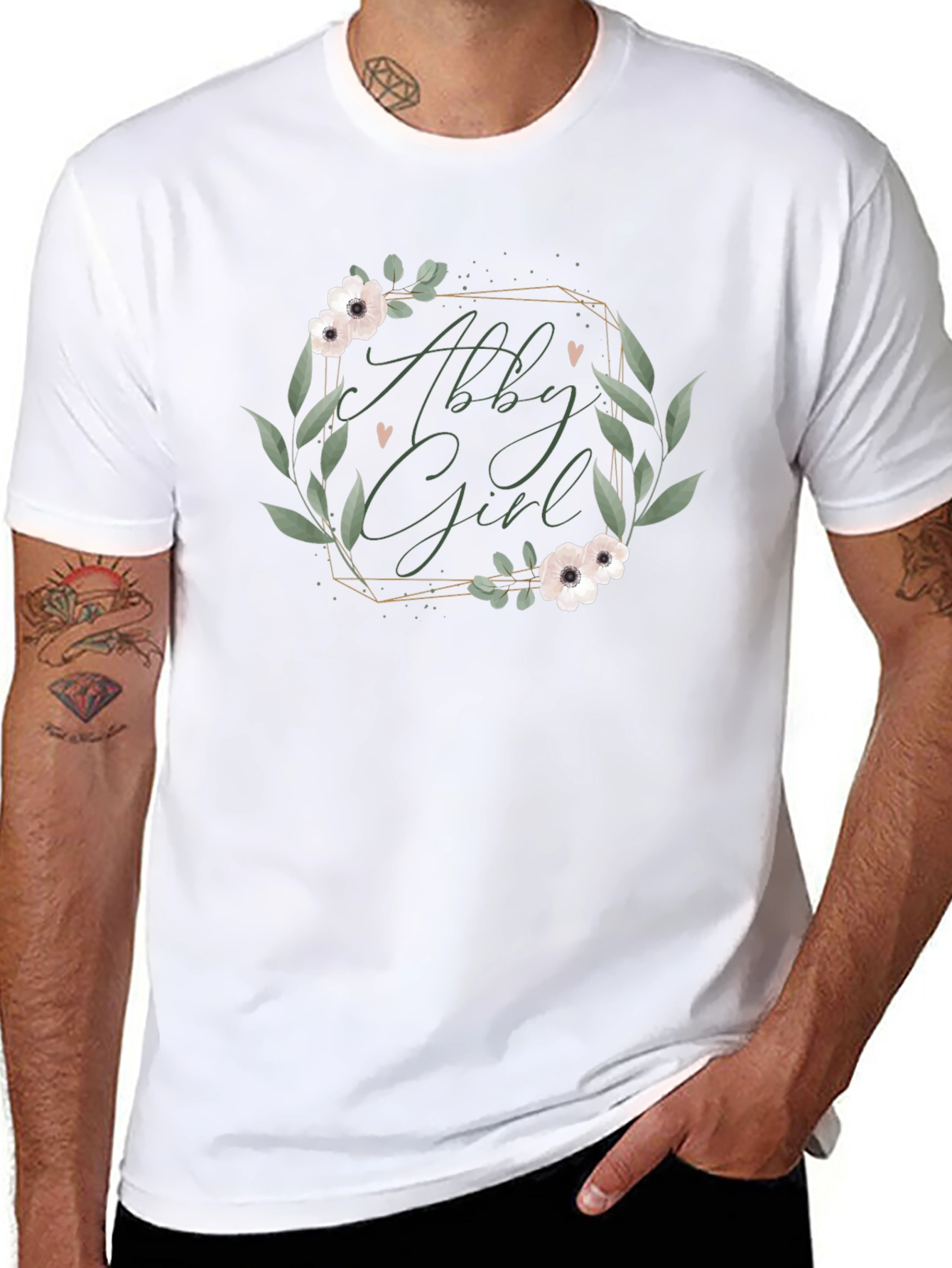 Abby Girl Floral Wreath Black T-Shirt