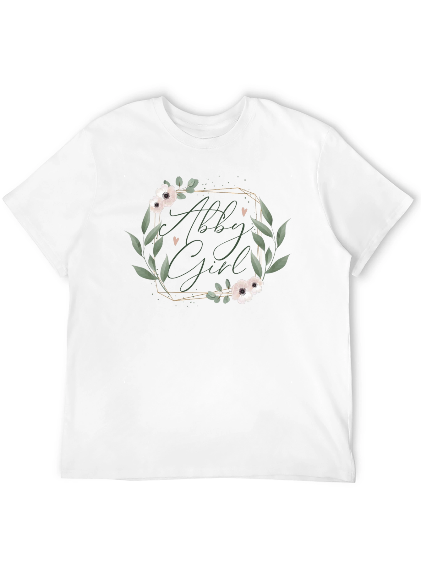 Abby Girl Floral Wreath Black T-Shirt