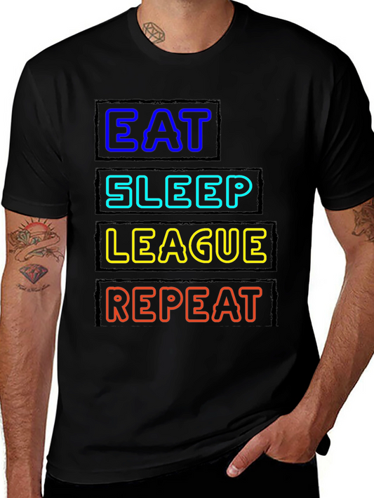 Eat Sleep League Repeat Black T-Shirt