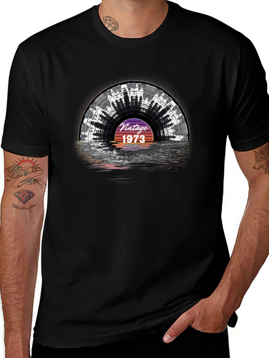 Vintage 1973 Vinyl Record Graphic T-Shirt