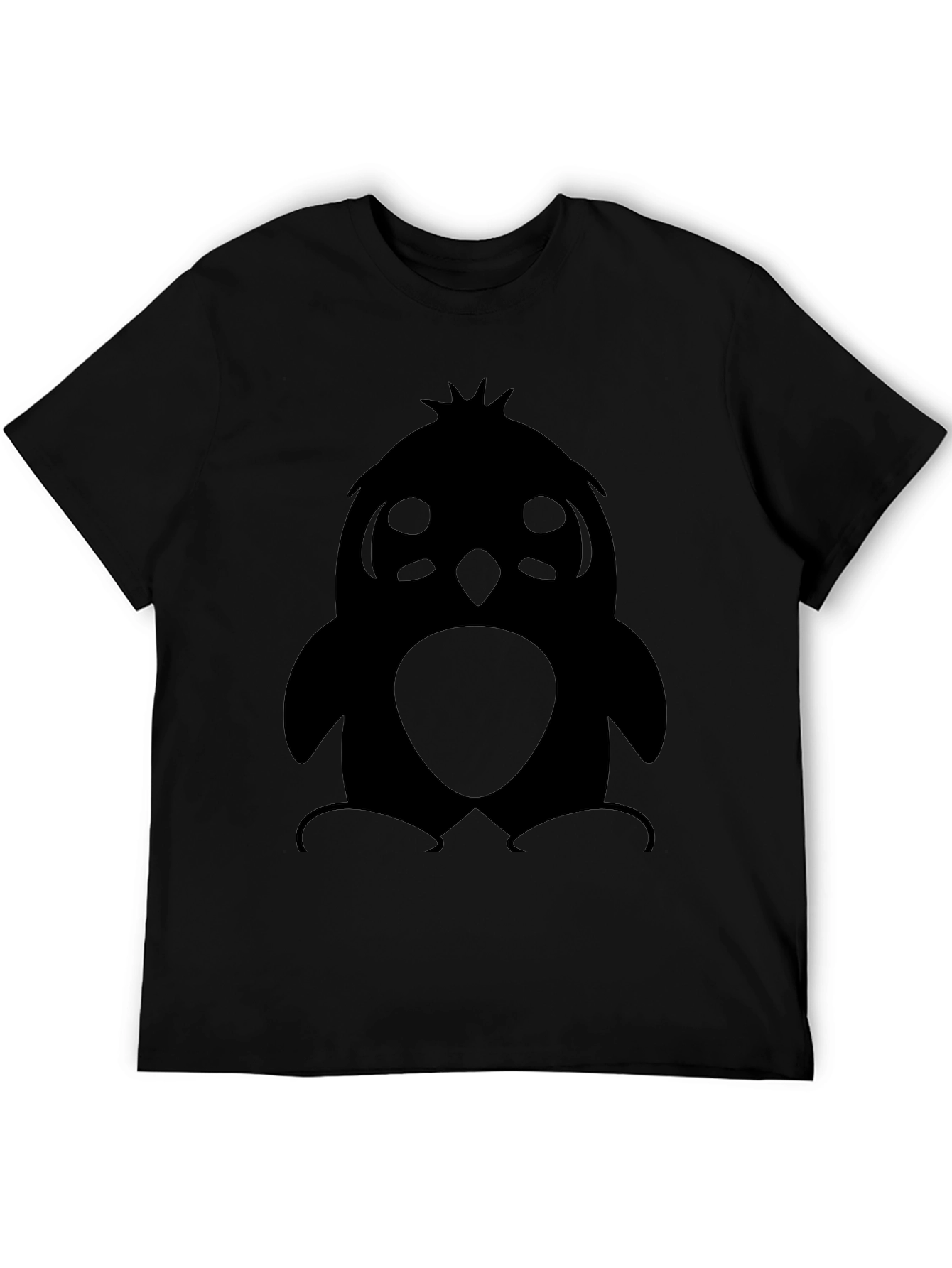 Cute Penguin Graphic Print T-Shirt - Black