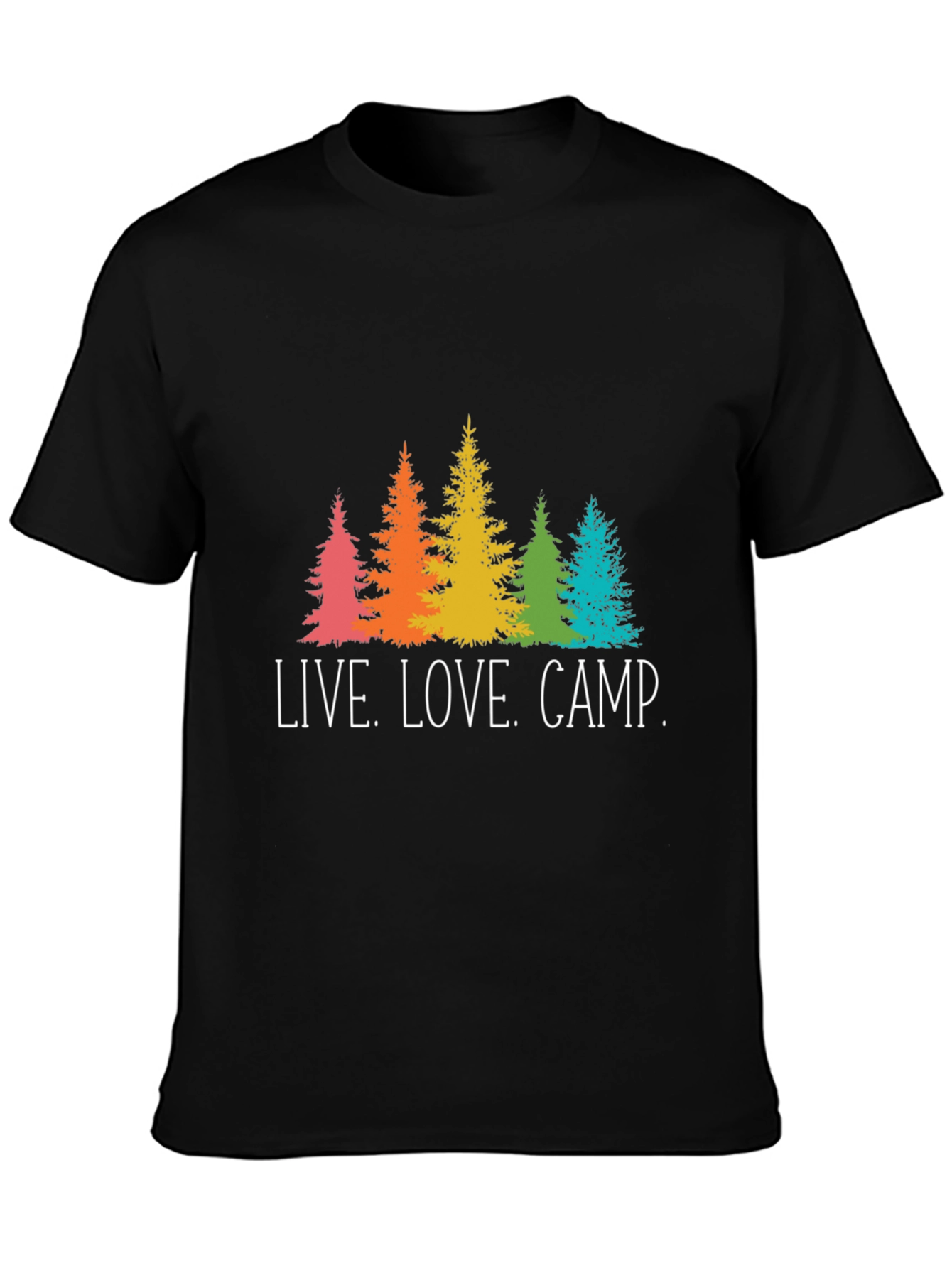 Live. Love. Camp. T-Shirt - Rainbow Tree Graphic Tee