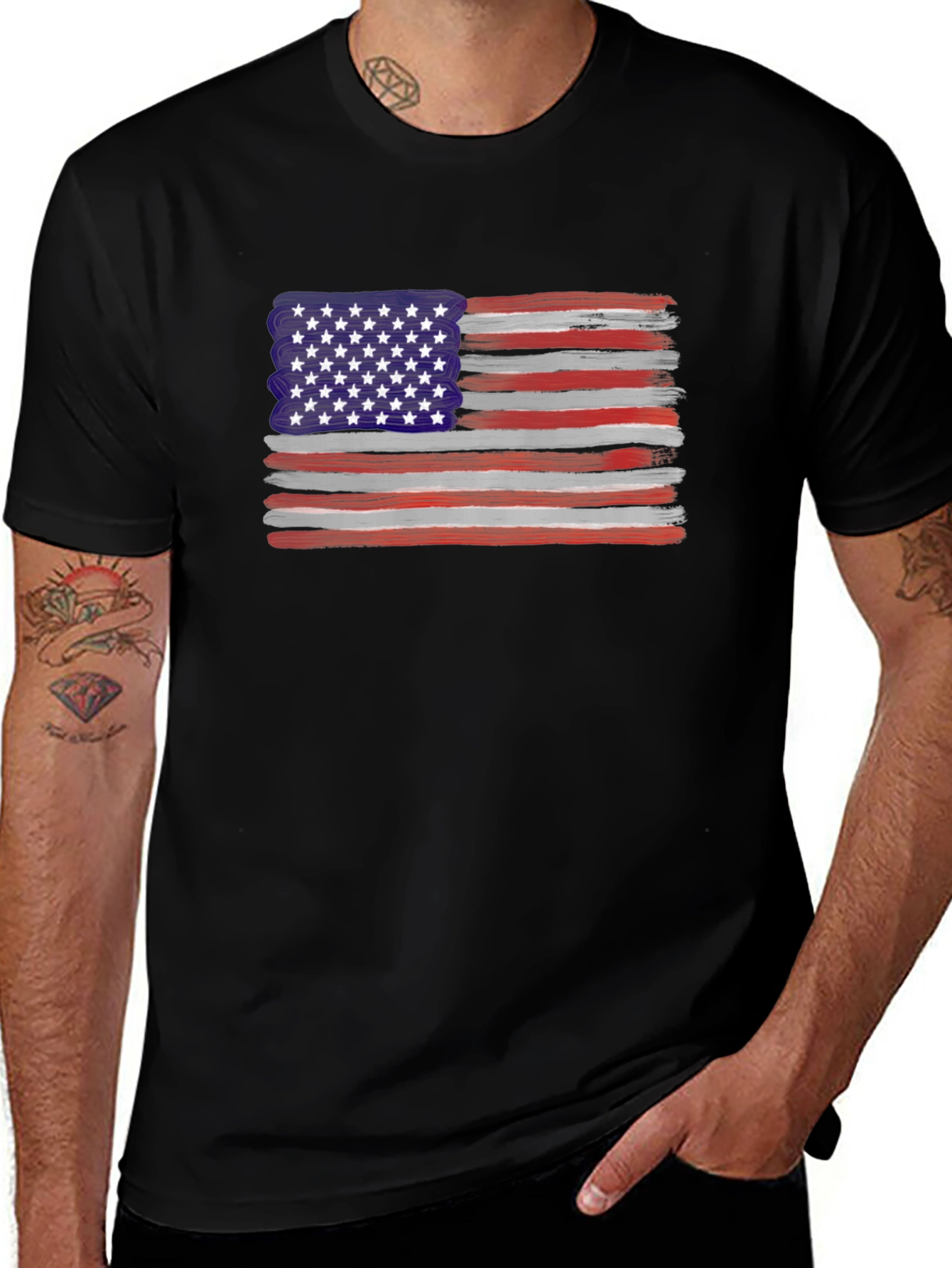 American Flag Brush Stroke T-Shirt
