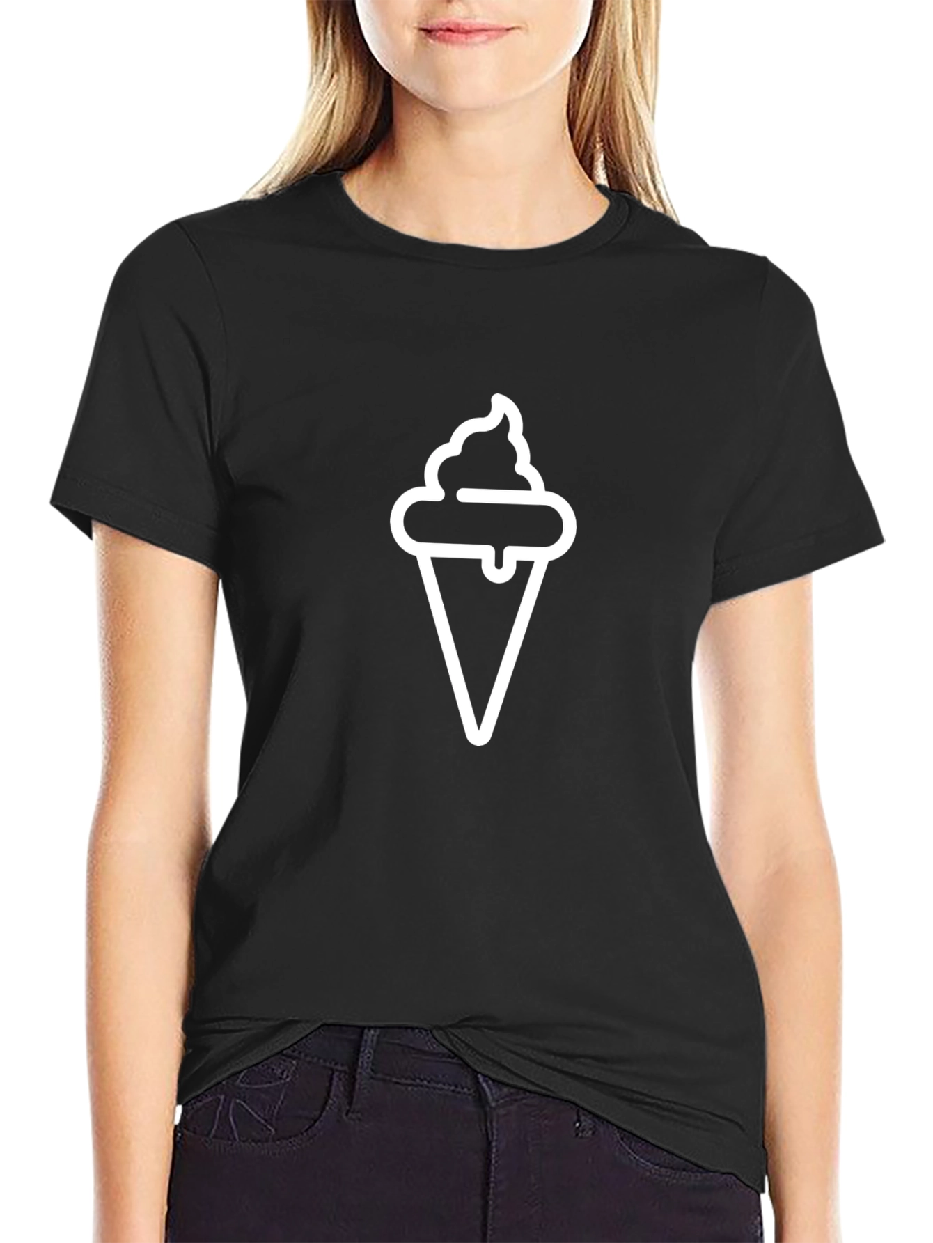 Ice Cream Cone Graphic Black T-Shirt