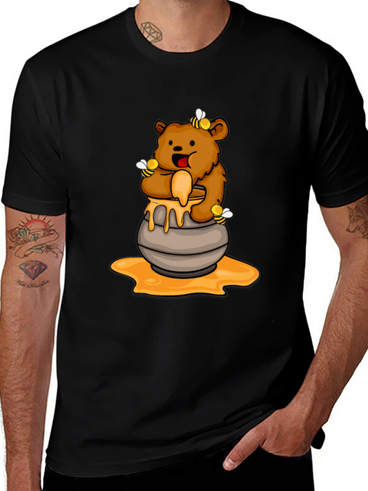 Honey Bear T-Shirt - Cartoon Bear & Honey Pot Design